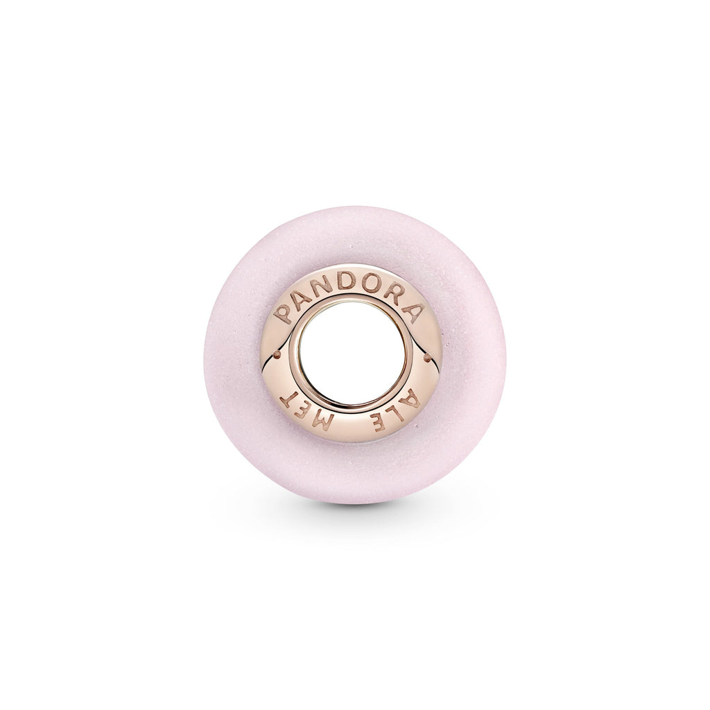 PANDORA Matte Pink Murano Glass Charm 14K Rose Gold Plated Unique Metal Blend Charms Bracelet Charm Jewelry Gift