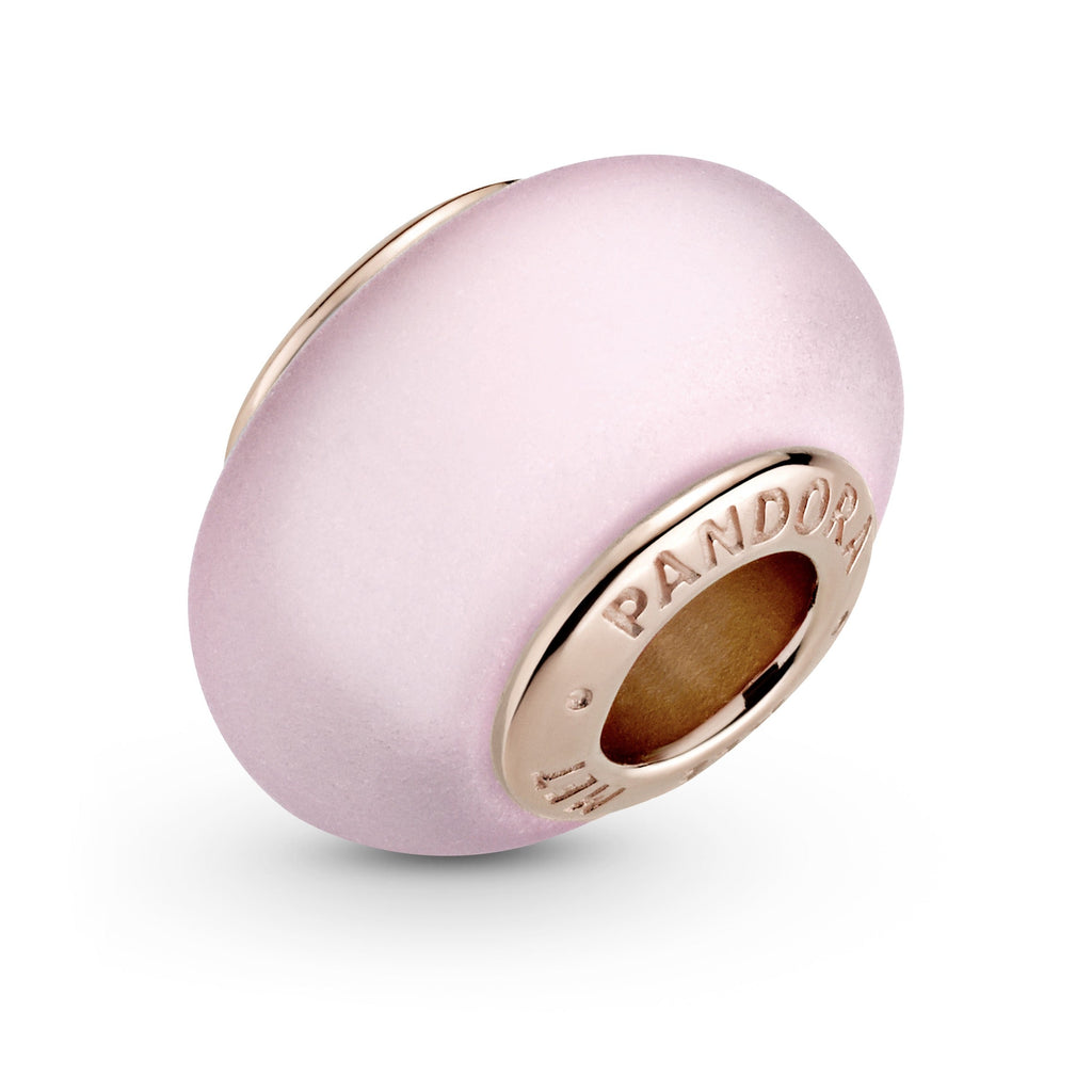 PANDORA Matte Pink Murano Glass Charm 14K Rose Gold Plated Unique Metal Blend Charms Bracelet Charm Jewelry Gift