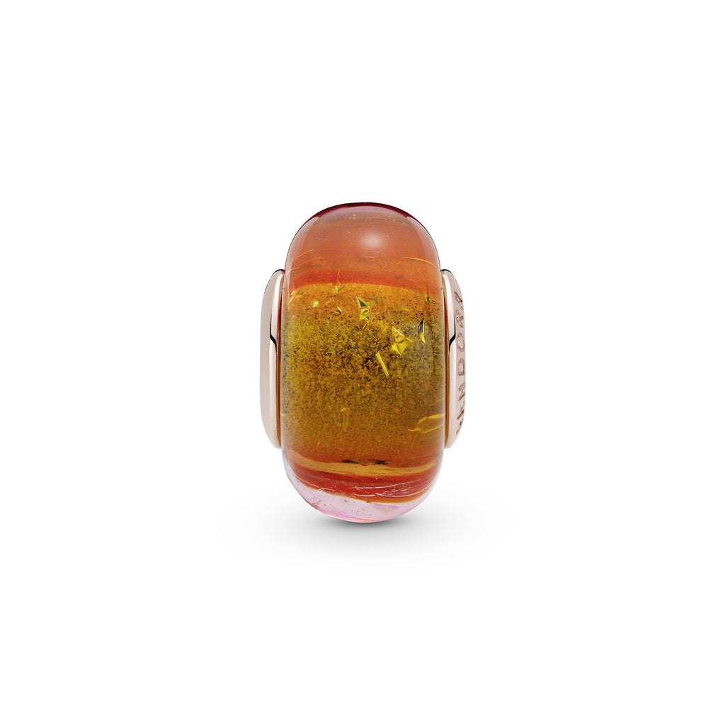 PANDORA Glittering Sunset Murano Glass Charm 14K Rose Gold Plated Unique Metal Blend Multi-colour Charms Bracelet Charm Jewelry Gift