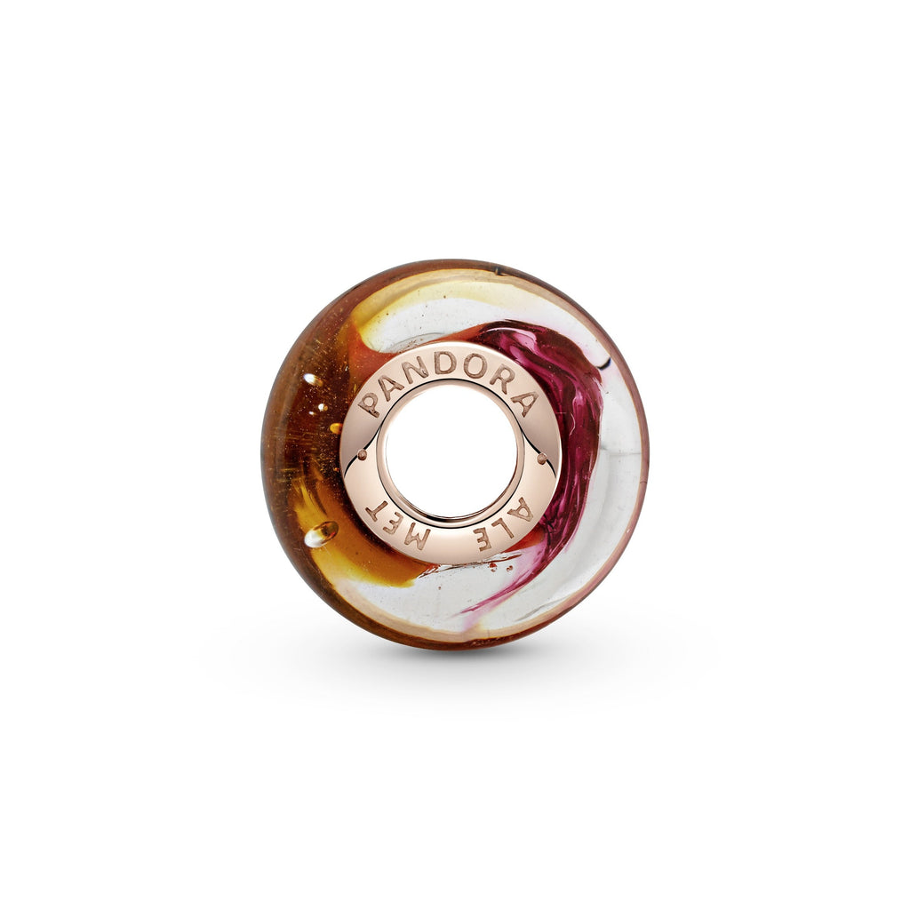 PANDORA Glittering Sunset Murano Glass Charm 14K Rose Gold Plated Unique Metal Blend Multi-colour Charms Bracelet Charm Jewelry Gift