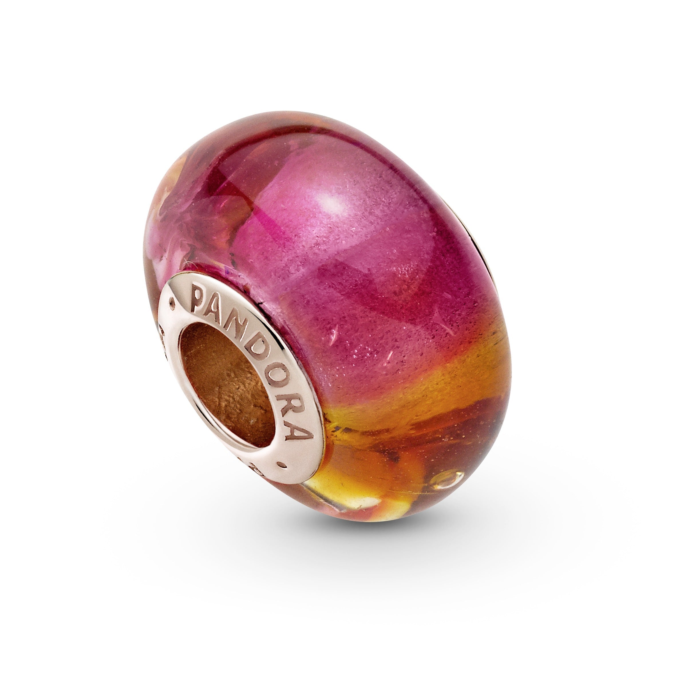 PANDORA Glittering Sunset Murano Glass Charm 14K Rose Gold Plated Unique Metal Blend Multi-colour Charms Bracelet Charm Jewelry Gift