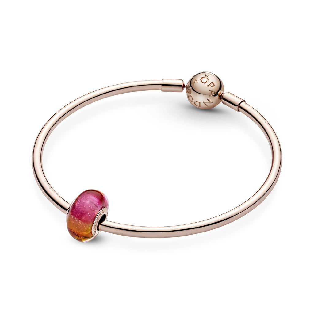 PANDORA Glittering Sunset Murano Glass Charm 14K Rose Gold Plated Unique Metal Blend Multi-colour Charms Bracelet Charm Jewelry Gift