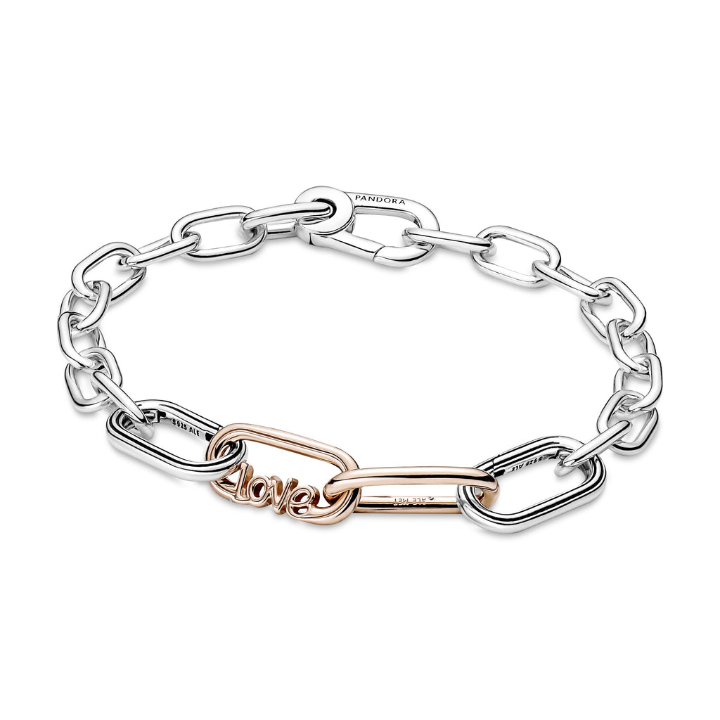 PANDORA ME Styling Love Word Link 14K Rose Gold Plated Unique Metal Blend Necklaces And Pendants Pendant Necklace Jewelry Gift