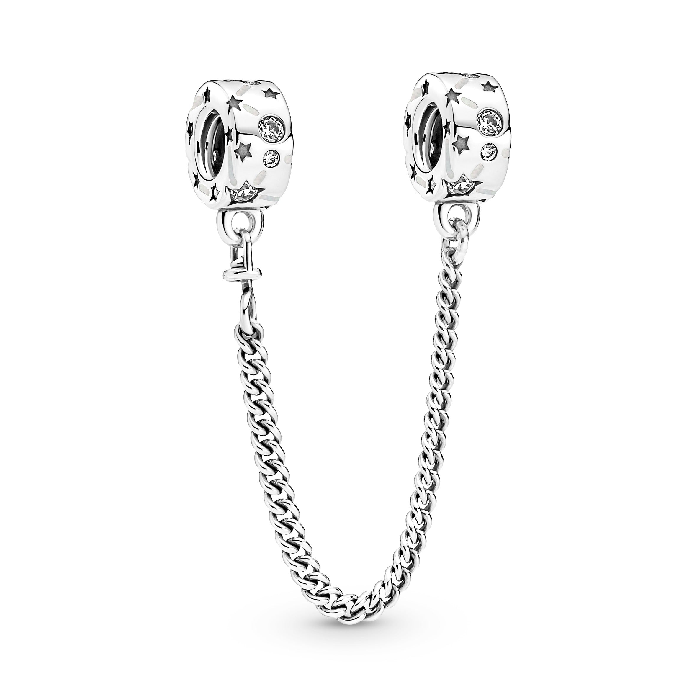 PANDORA Stars And Galaxy Safety Chain Cubic Zirconia Charms Bracelet Charm Jewelry Gift