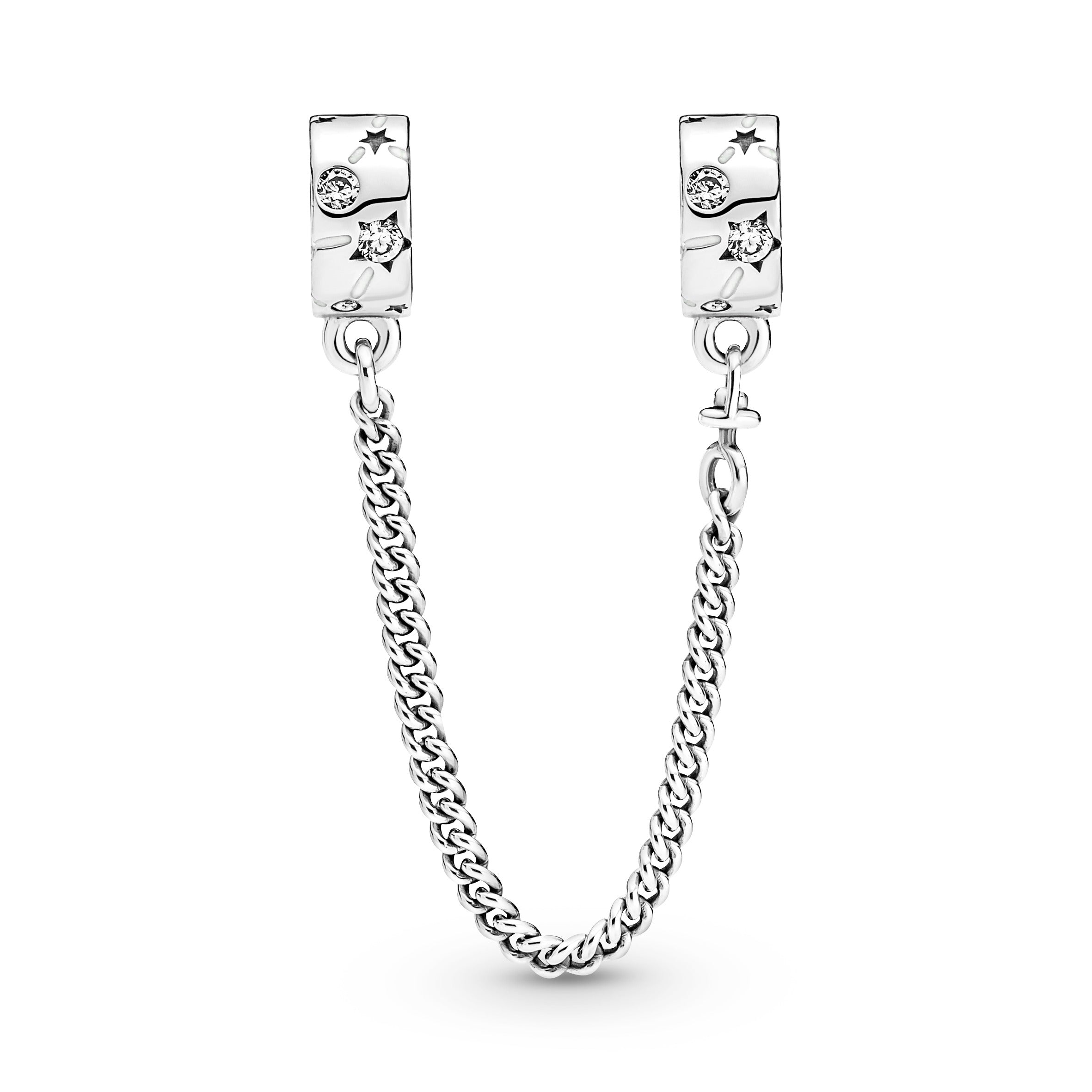 PANDORA Stars And Galaxy Safety Chain Cubic Zirconia Charms Bracelet Charm Jewelry Gift