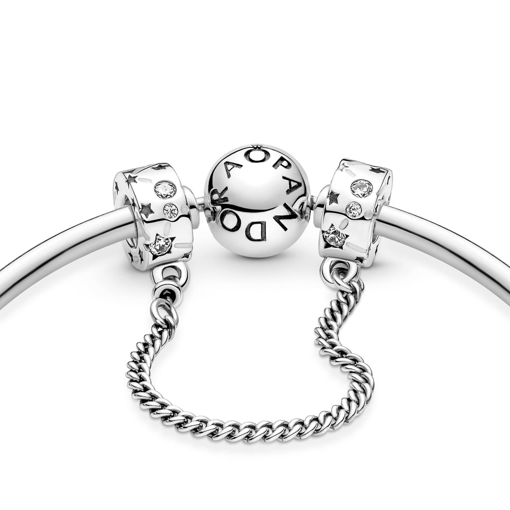 PANDORA Stars And Galaxy Safety Chain Cubic Zirconia Charms Bracelet Charm Jewelry Gift