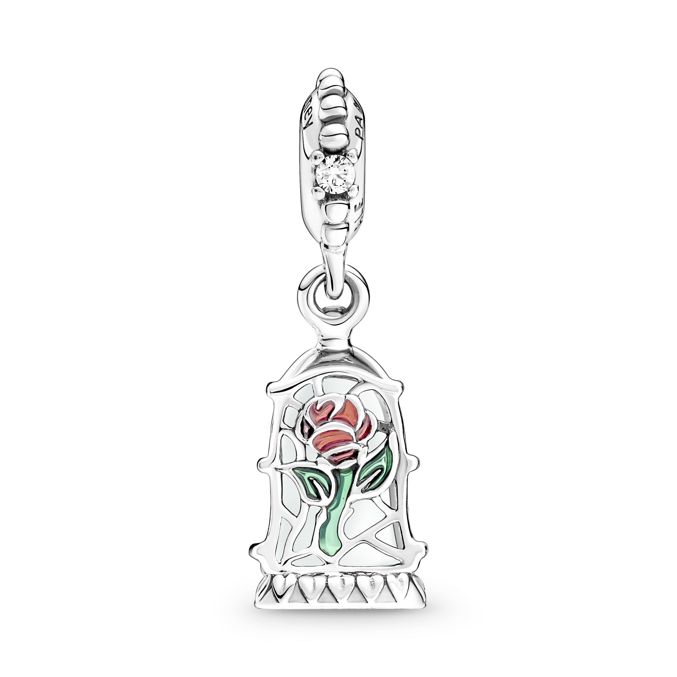 PANDORA Disney Beauty And The Beast Enchanted Rose Dangle Charm Cubic Zirconia Charms Bracelet Charm Jewelry Gift