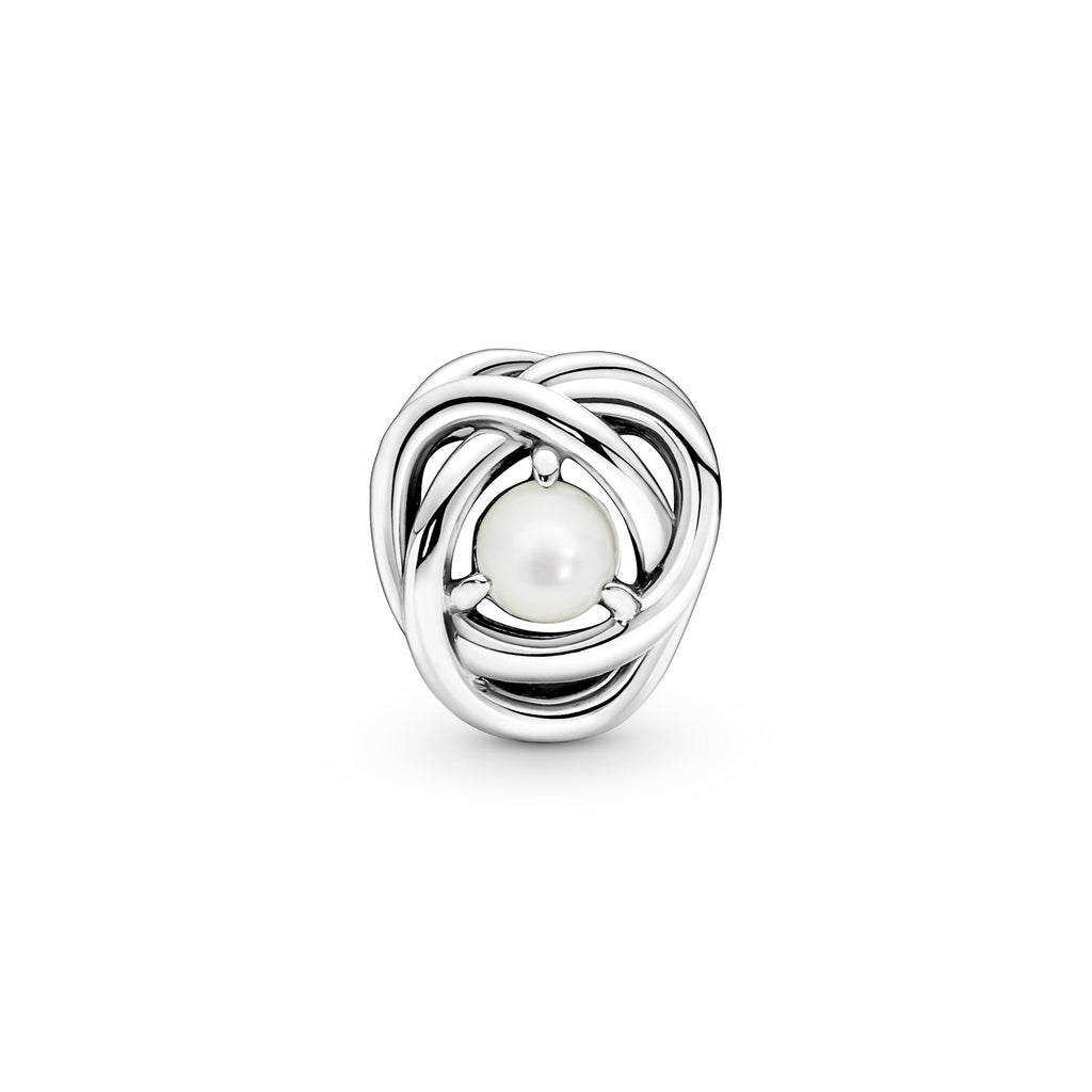 PANDORA White Mother Of Pearl Eternity Circle Charm Sterling Silver Birthdays Charms Bracelet Charm Jewelry Gift