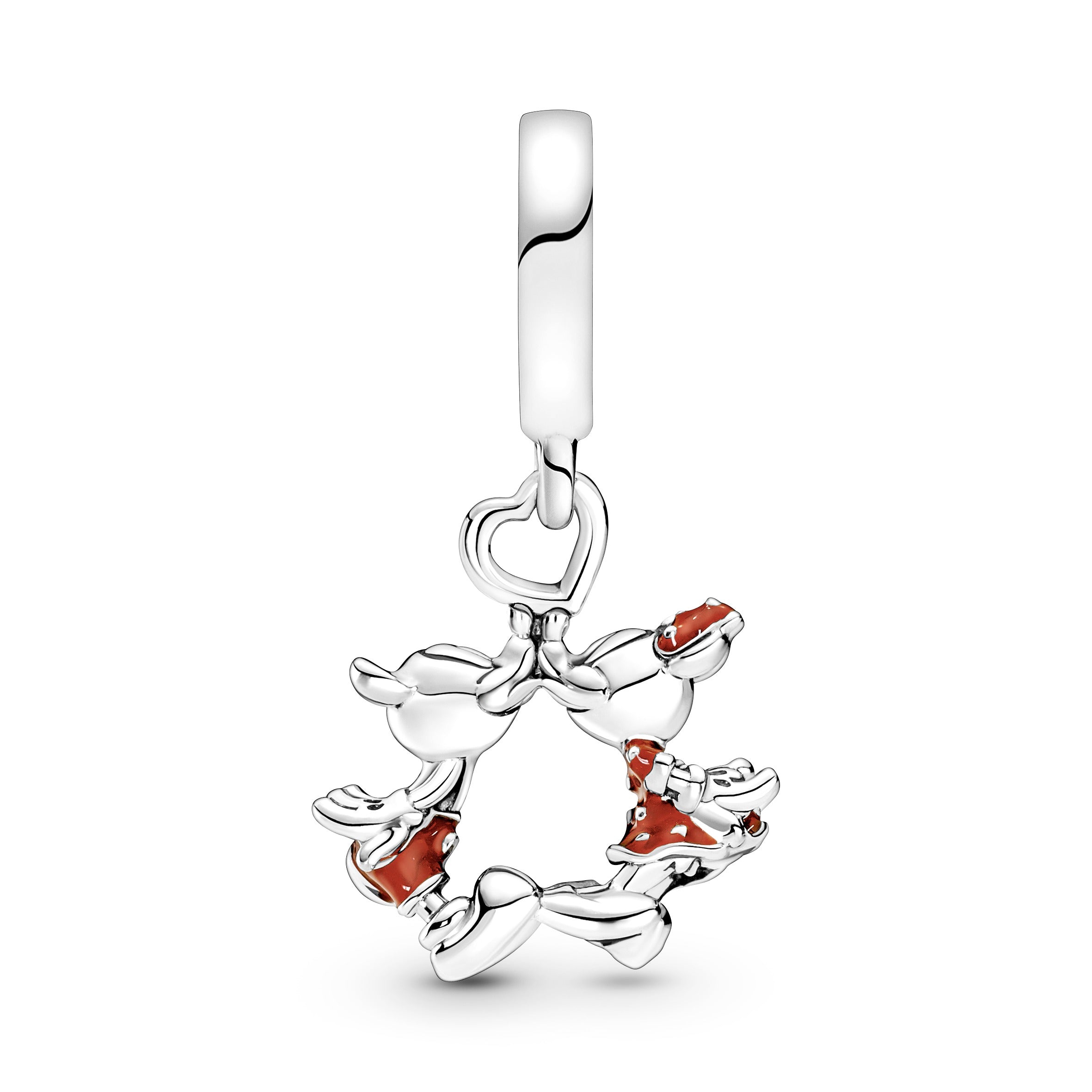 PANDORA Disney Mickey Mouse And Minnie Mouse Kissing Dangle Charm Enamel Red Charms Bracelet Charm Jewelry Gift