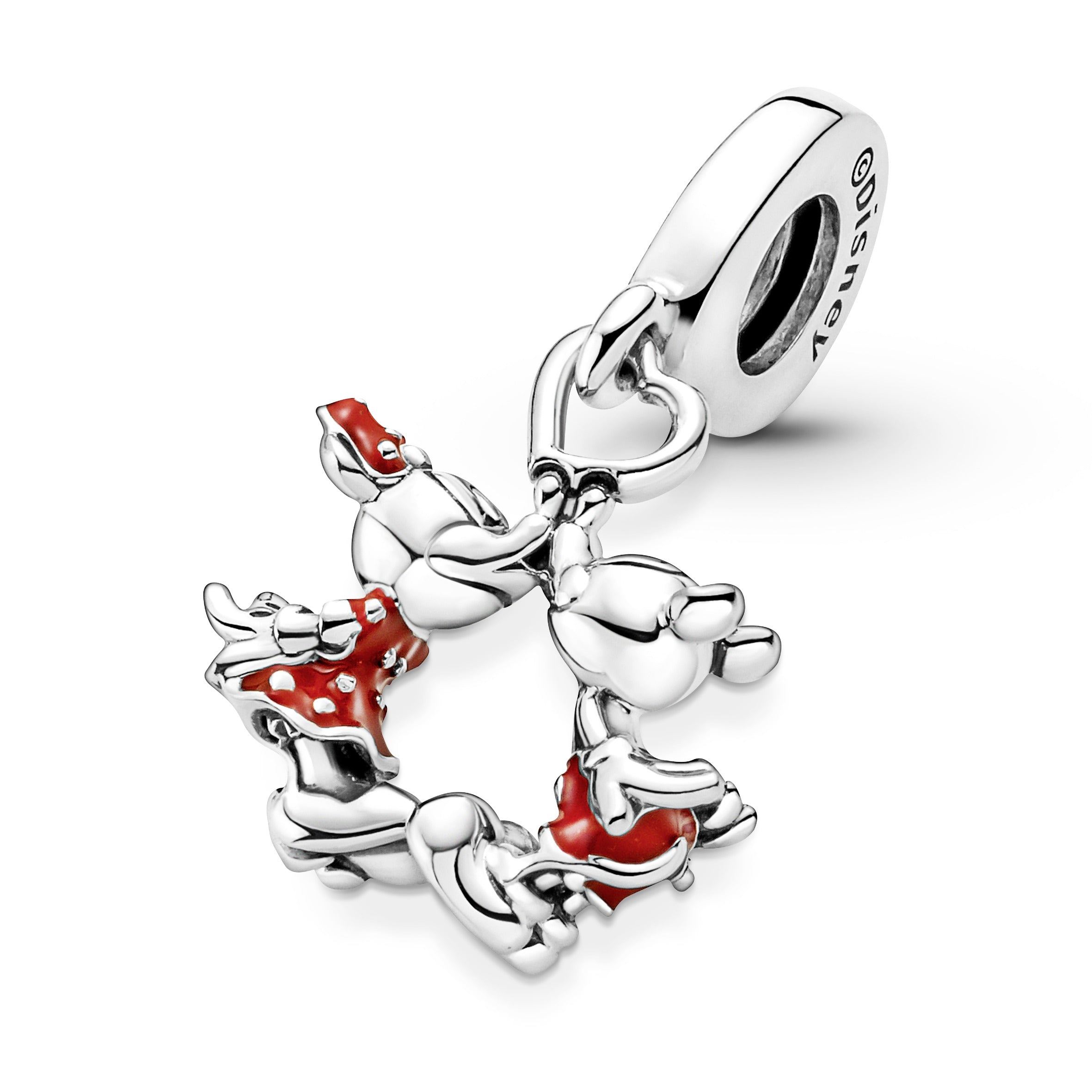 PANDORA Disney Mickey Mouse And Minnie Mouse Kissing Dangle Charm Enamel Red Charms Bracelet Charm Jewelry Gift