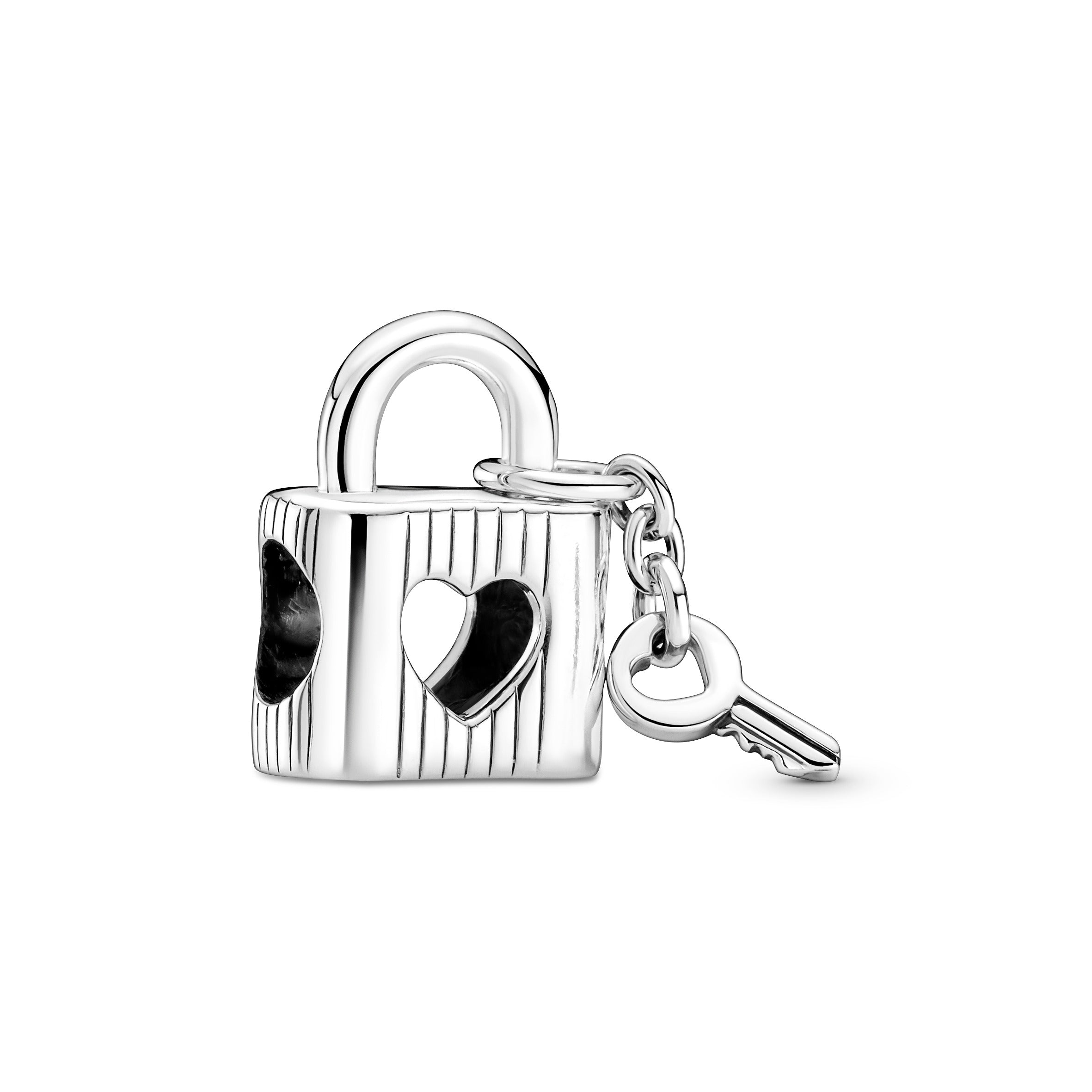 PANDORA Padlock And Heart Key Charm Enamel Silver Love Charms Bracelet Charm Jewelry Gift