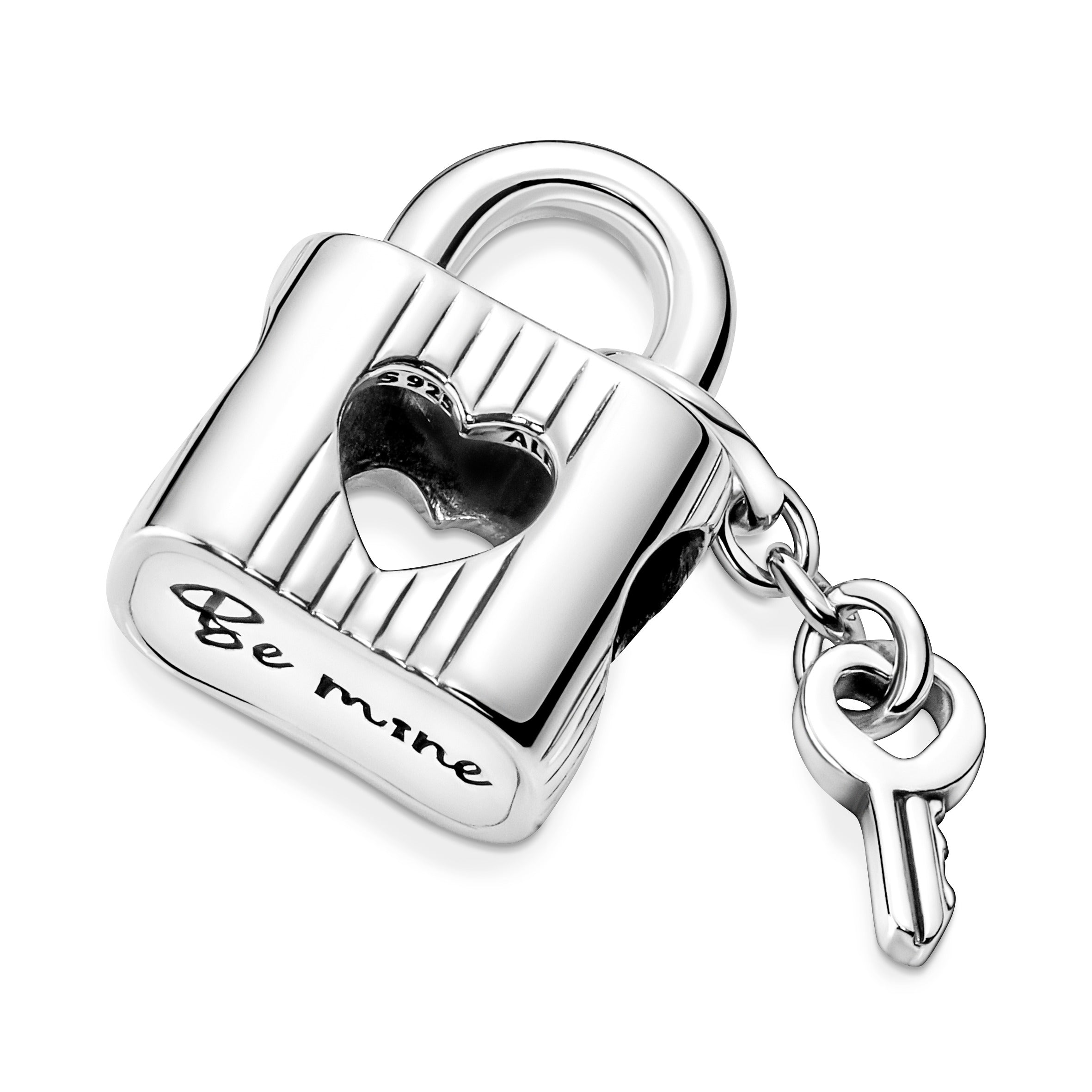 PANDORA Padlock And Heart Key Charm Enamel Silver Love Charms Bracelet Charm Jewelry Gift