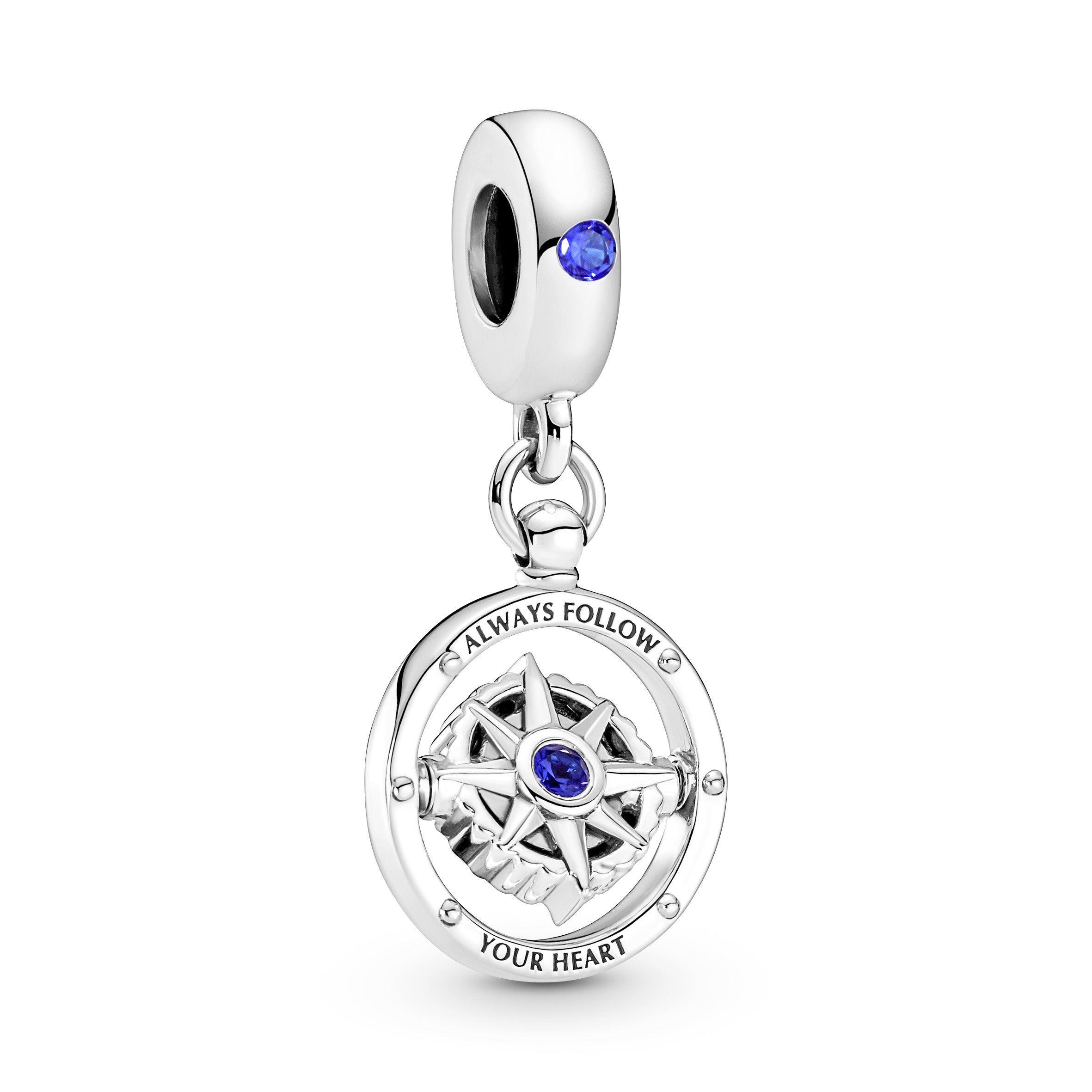 PANDORA Spinning Compass Dangle Charm Cubic Zirconia Blue Charms Bracelet Charm Jewelry Gift