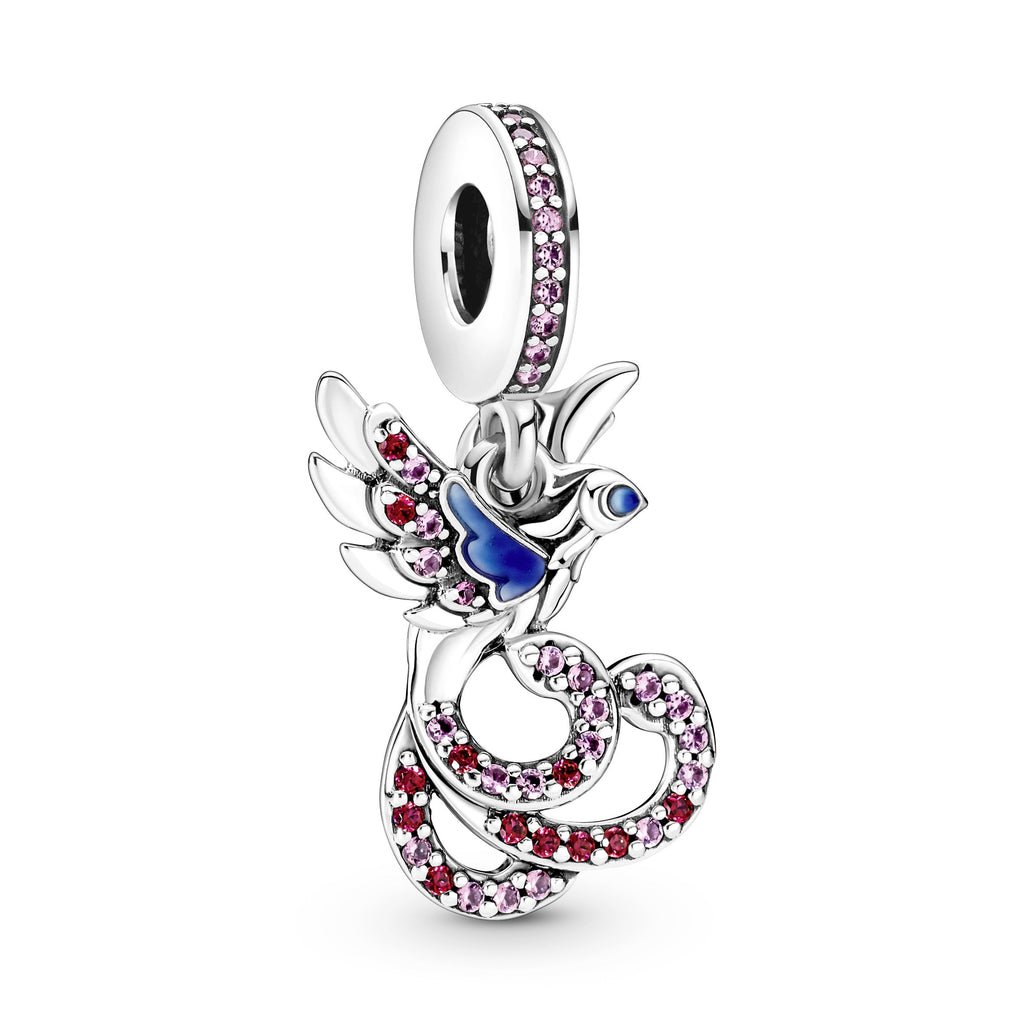 PANDORA Chinese Mythical Phoenix Dangle Charm Cubic Zirconia Silver Charms Bracelet Charm Jewelry Gift