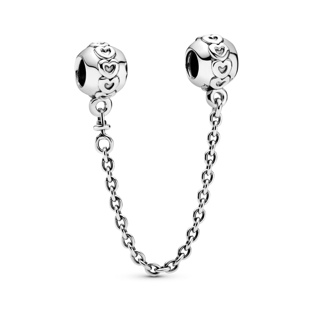 PANDORA Band Of Hearts Safety Chain Charm Sterling Silver Love Charms Bracelet Charm Jewelry Gift