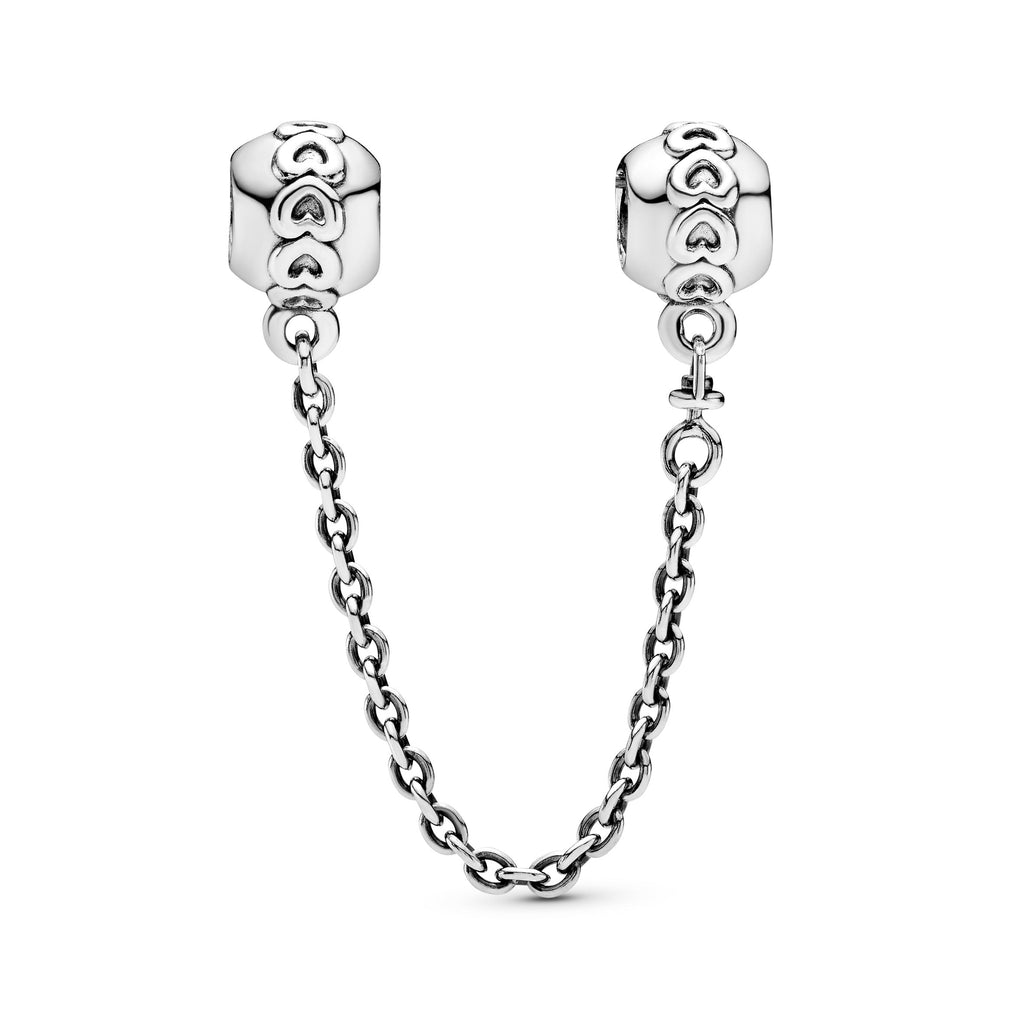 PANDORA Band Of Hearts Safety Chain Charm Sterling Silver Love Charms Bracelet Charm Jewelry Gift