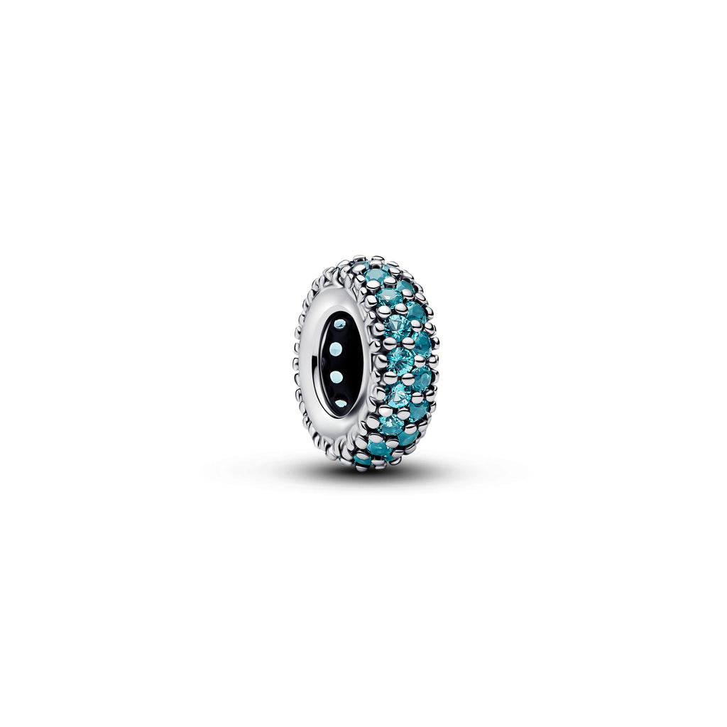 PANDORA Ice Blue Stone Spacer Charm Man Made Crystal Summer Charms Bracelet Charm Jewelry Gift