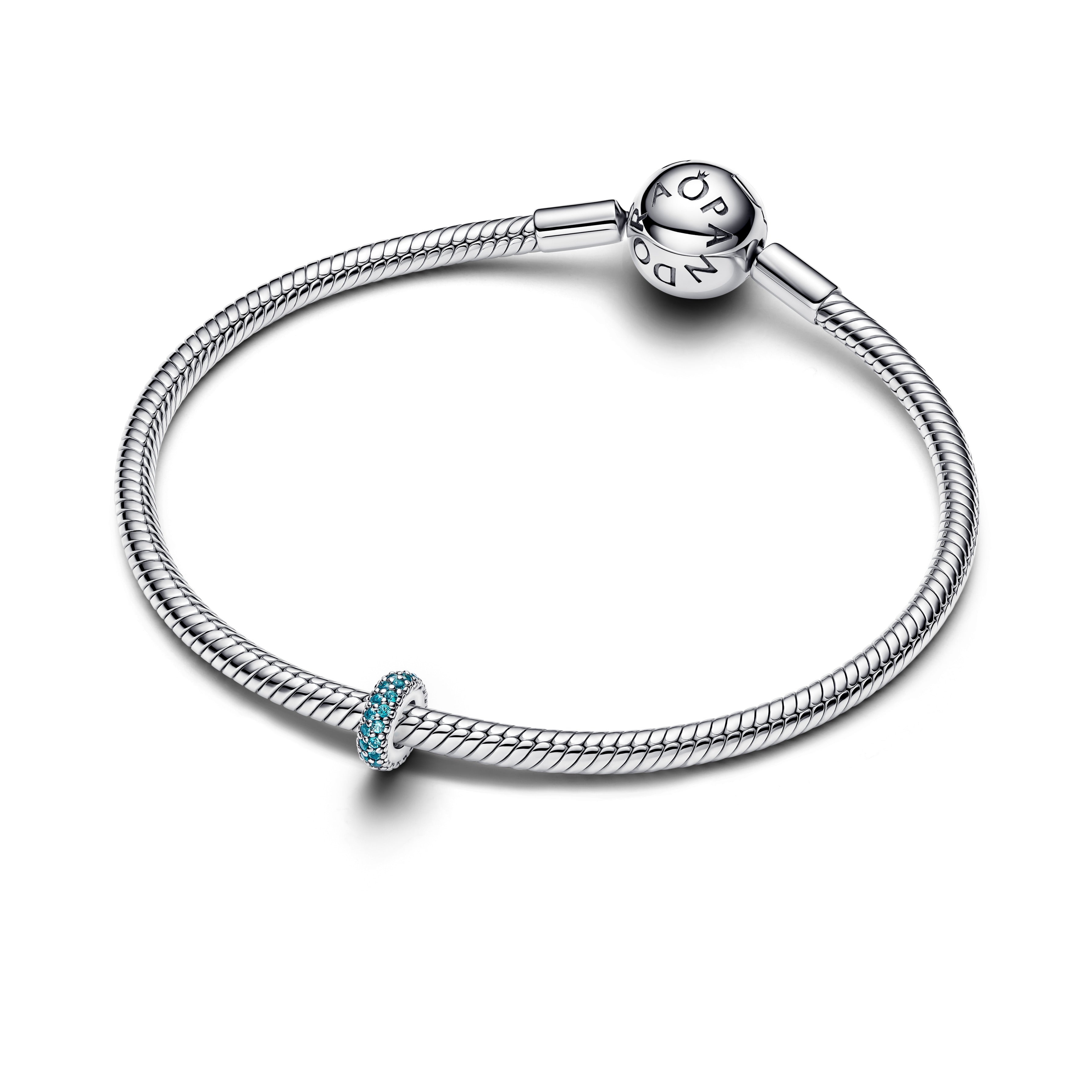 PANDORA Ice Blue Stone Spacer Charm Man Made Crystal Summer Charms Bracelet Charm Jewelry Gift