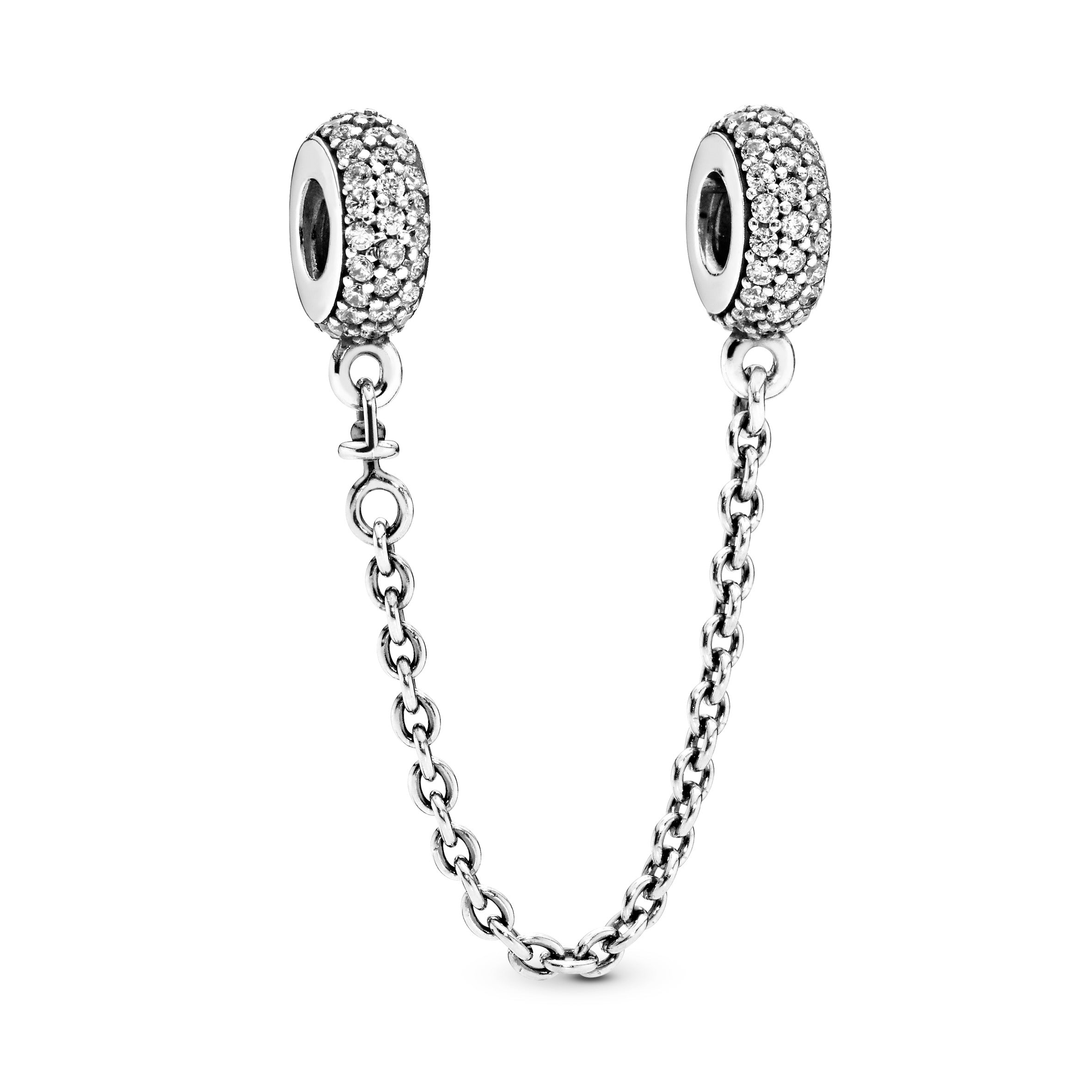 PANDORA Sparkling Pavé Safety Chain Charm Cubic Zirconia Silver Weddings Charms Bracelet Charm Jewelry Gift