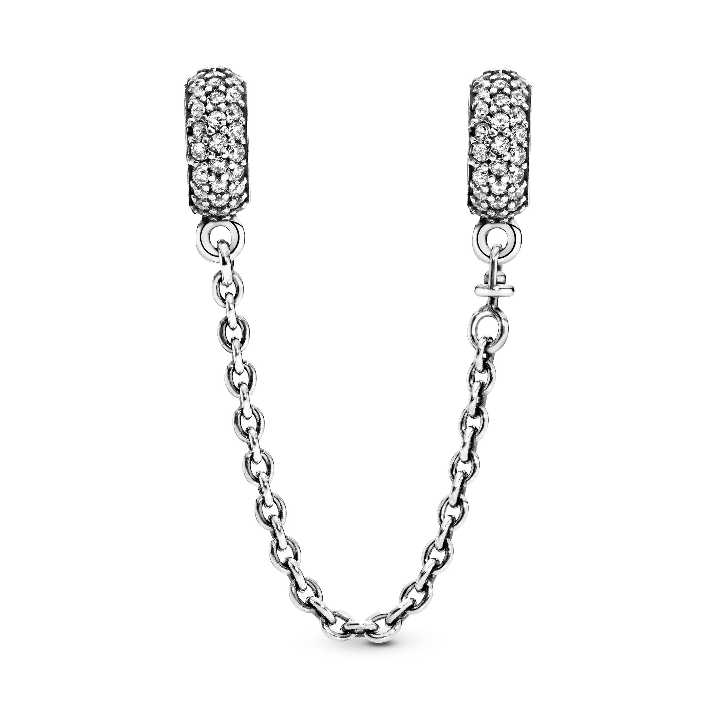 PANDORA Sparkling Pavé Safety Chain Charm Cubic Zirconia Silver Weddings Charms Bracelet Charm Jewelry Gift