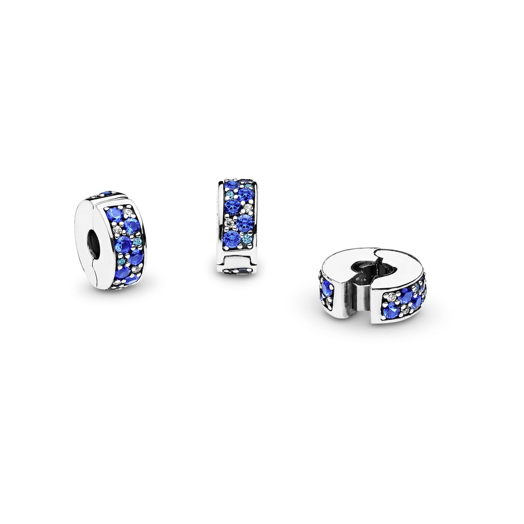 PANDORA Blue Pavé Clip Charm Cubic Zirconia Symbols And Colours Charms Bracelet Charm Jewelry Gift