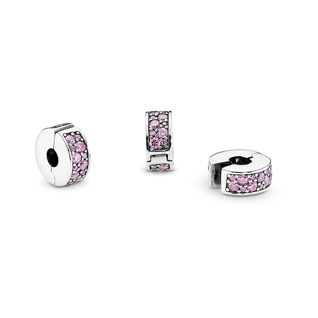 PANDORA Pink Pavé Clip Charm Cubic Zirconia Charms Bracelet Charm Jewelry Gift