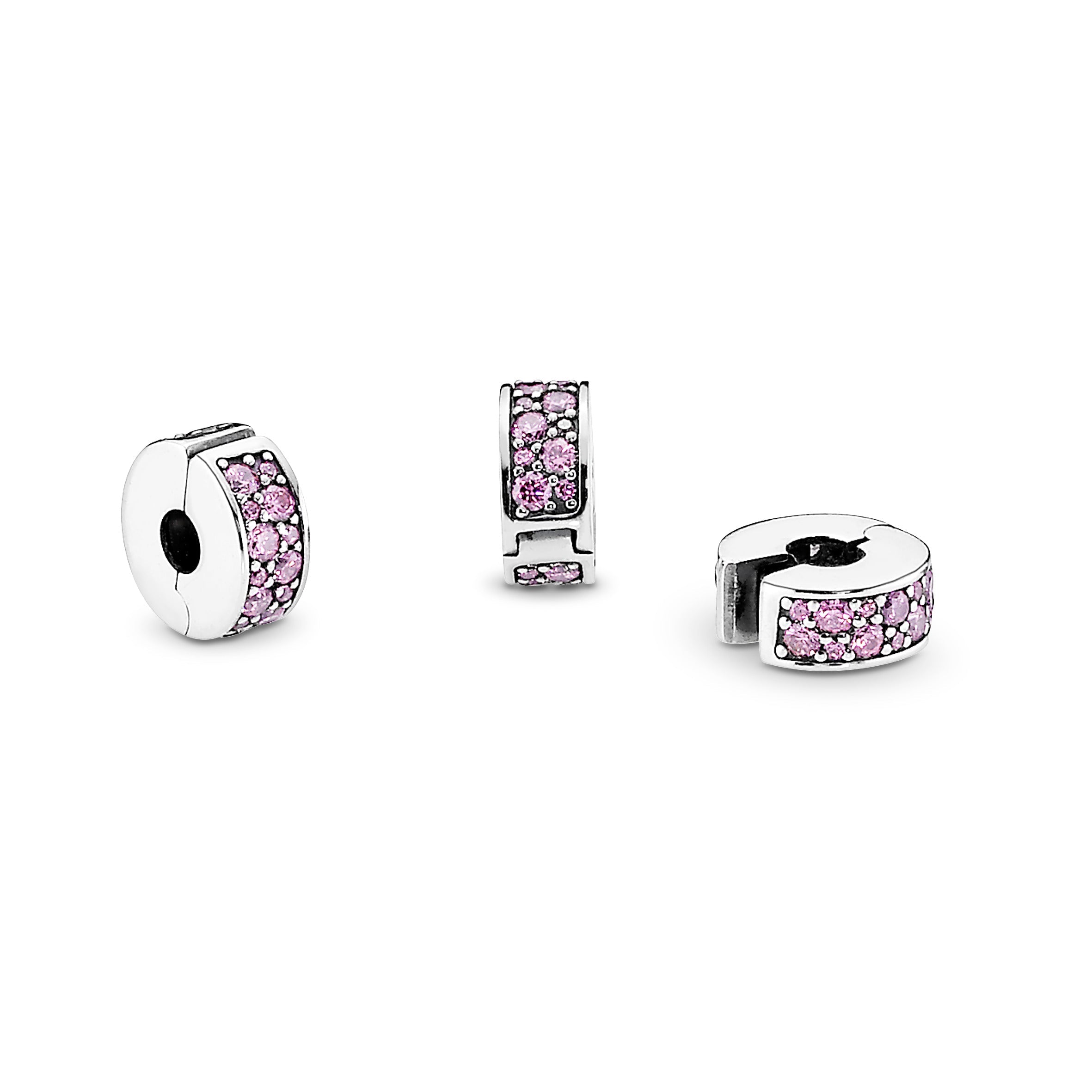 PANDORA Pink Pavé Clip Charm Cubic Zirconia Charms Bracelet Charm Jewelry Gift