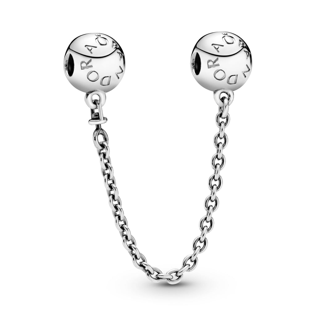 PANDORA Logo Safety Chain Charm Sterling Silver Charms Bracelet Charm Jewelry Gift