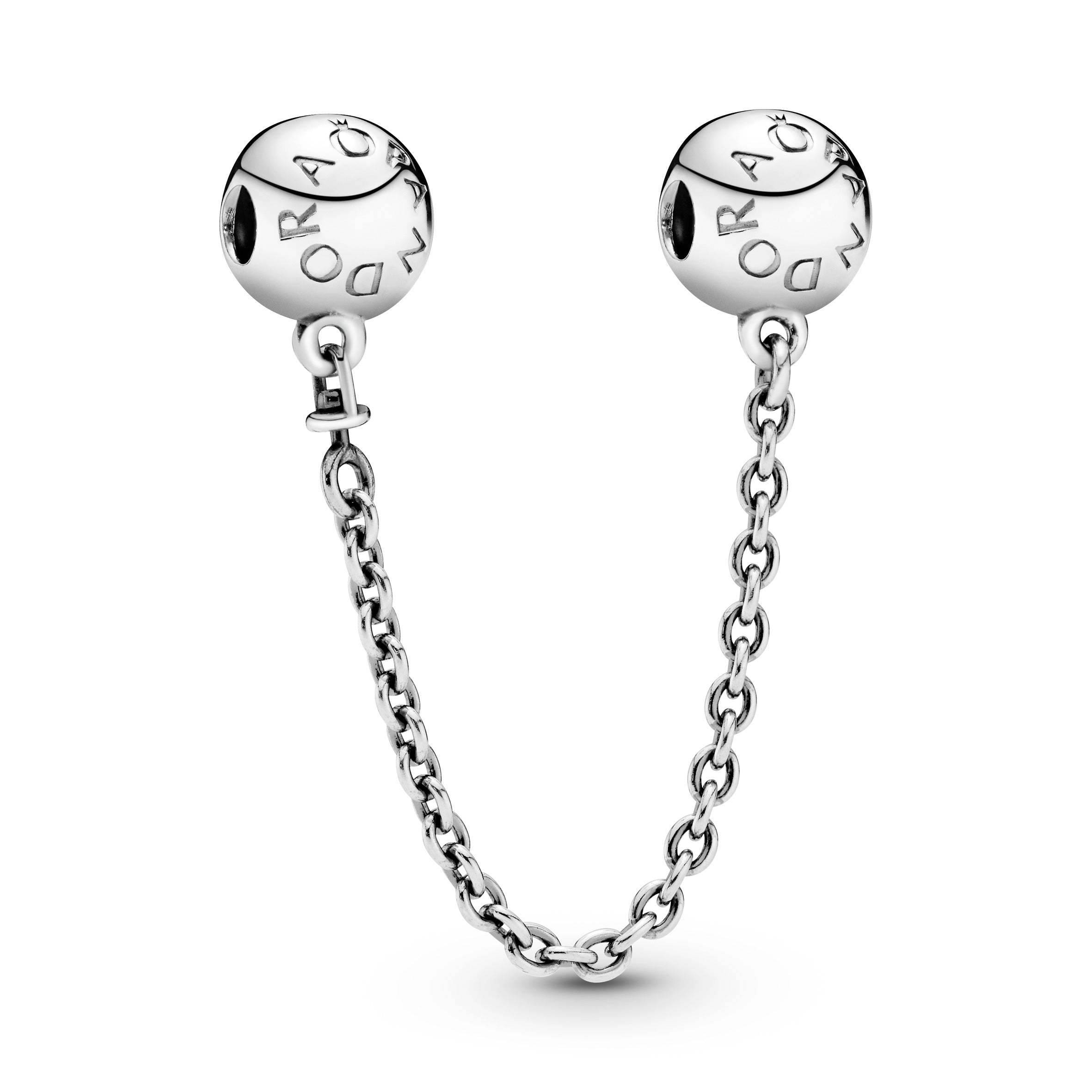PANDORA Logo Safety Chain Charm Sterling Silver Charms Bracelet Charm Jewelry Gift