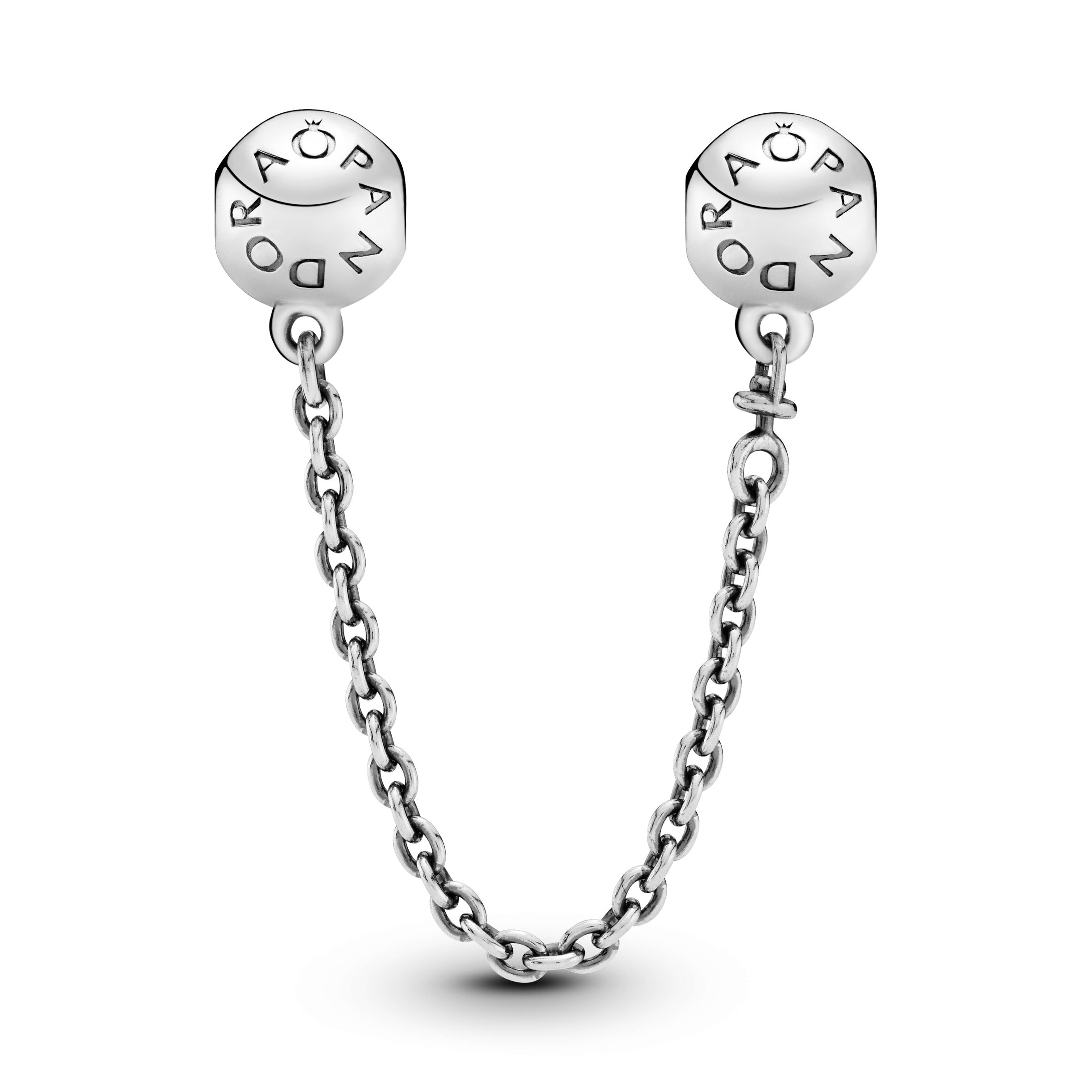 PANDORA Logo Safety Chain Charm Sterling Silver Charms Bracelet Charm Jewelry Gift
