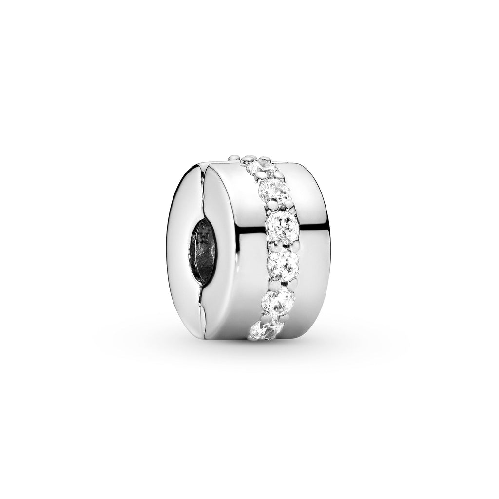 PANDORA Clear Sparkling Row Clip Charm Cubic Zirconia Weddings Charms Bracelet Charm Jewelry Gift