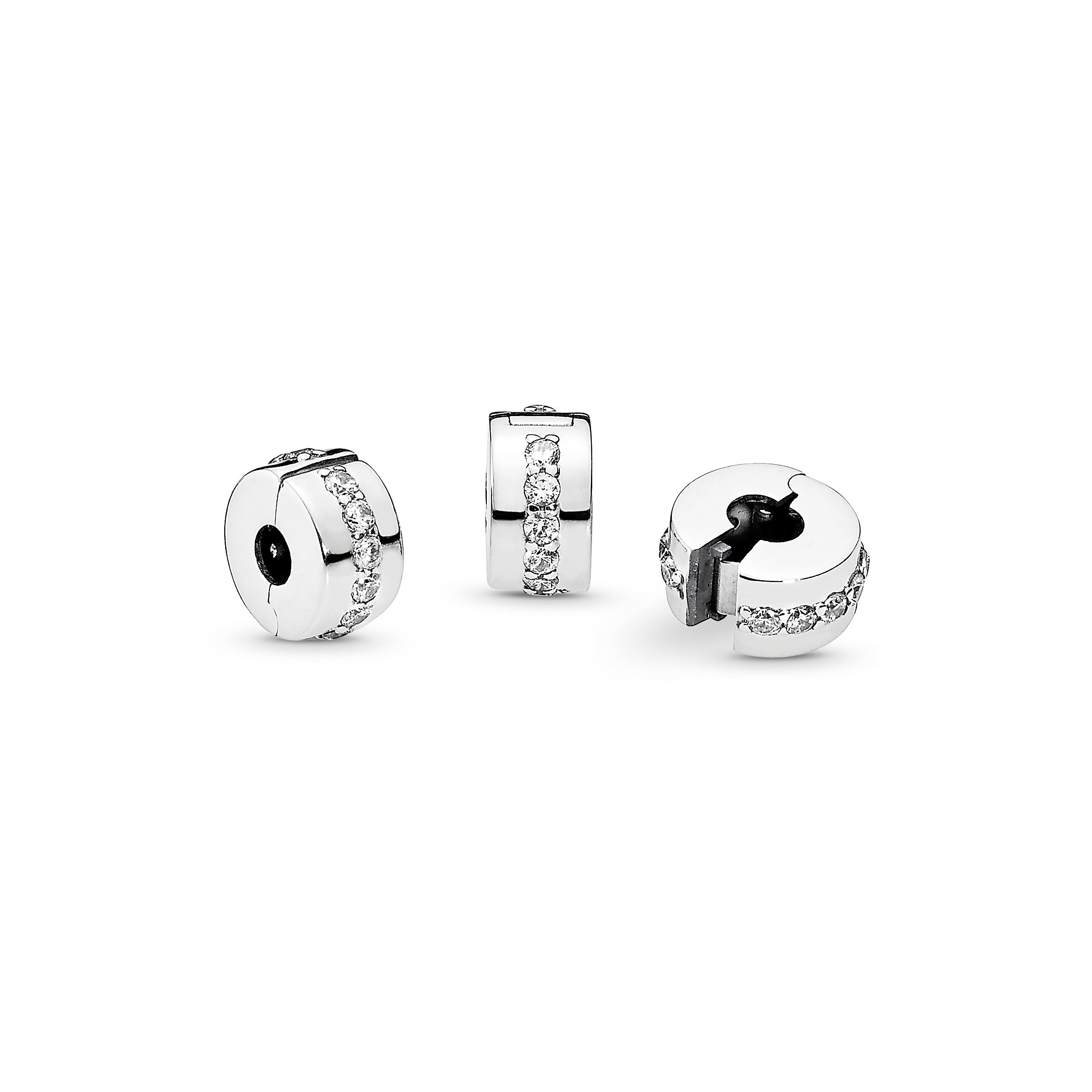 PANDORA Clear Sparkling Row Clip Charm Cubic Zirconia Weddings Charms Bracelet Charm Jewelry Gift