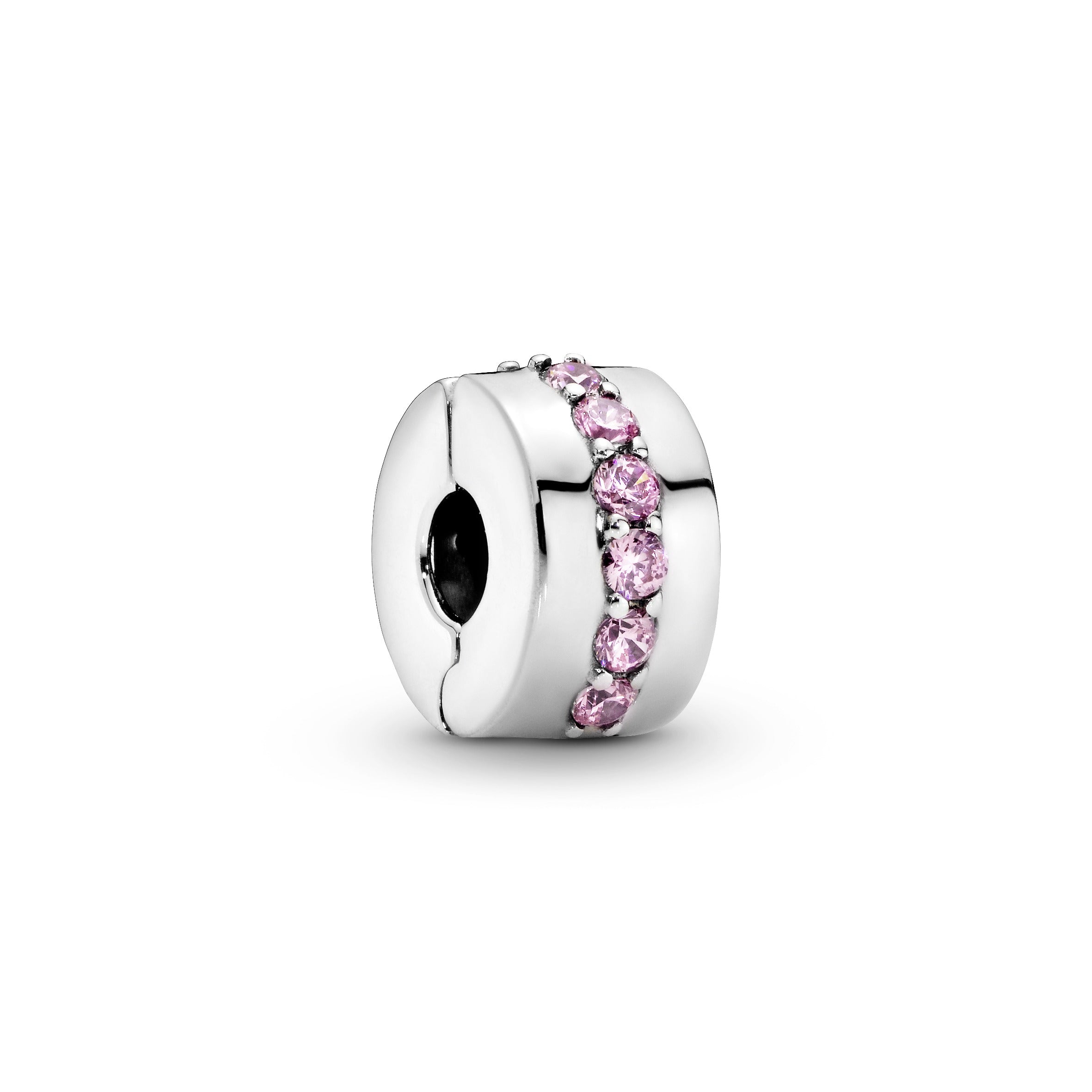PANDORA Pink Sparkling Row Clip Charm Cubic Zirconia Charms Bracelet Charm Jewelry Gift