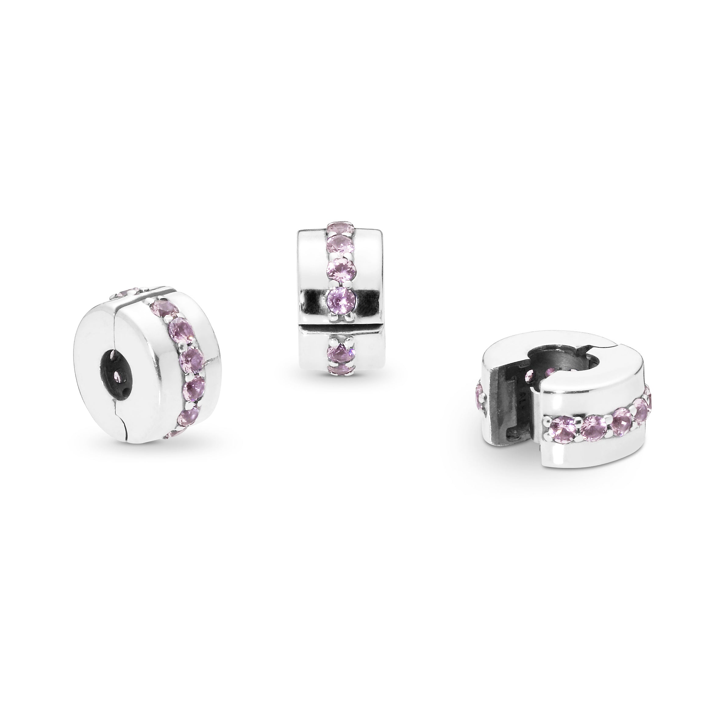 PANDORA Pink Sparkling Row Clip Charm Cubic Zirconia Charms Bracelet Charm Jewelry Gift