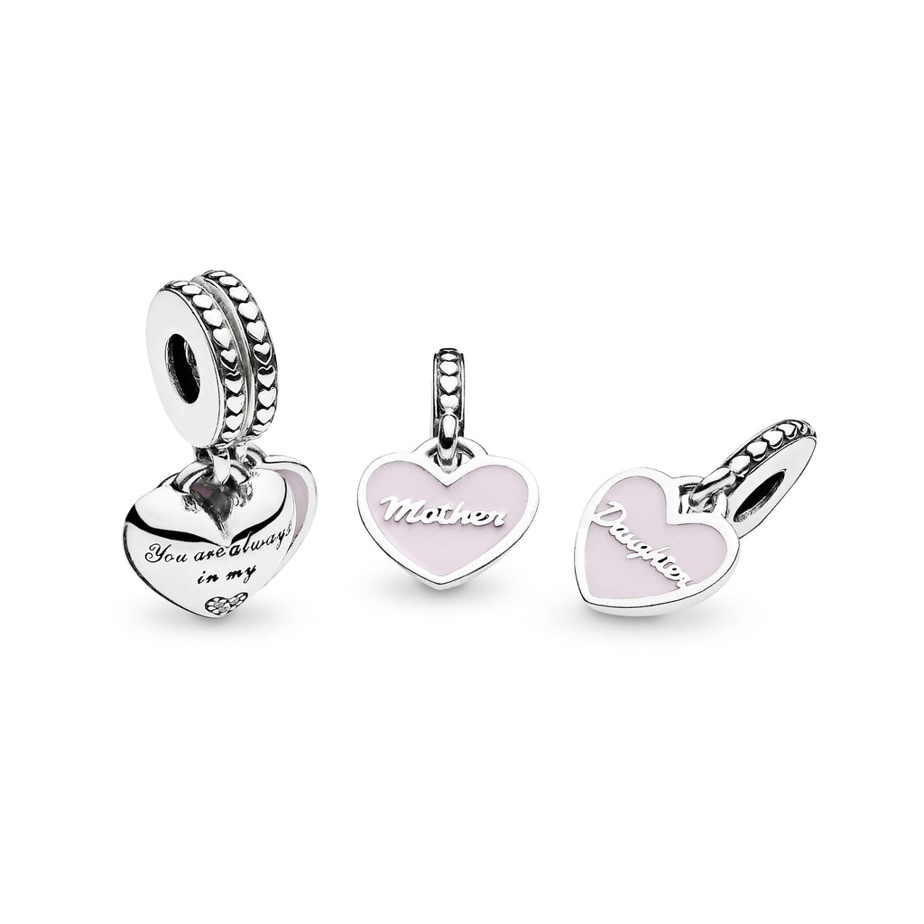 PANDORA Mother And Daughter Hearts Dangle Charm Enamel Family And Friends Charms Bracelet Charm Jewelry Gift