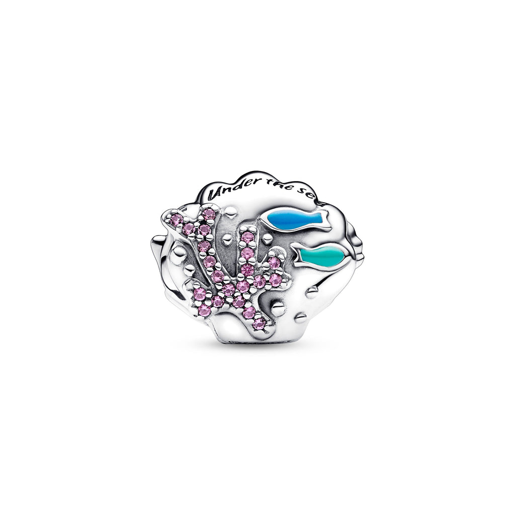 PANDORA Disney The Little Mermaid Seashell Charm Enamel Silver Charms Bracelet Charm Jewelry Gift