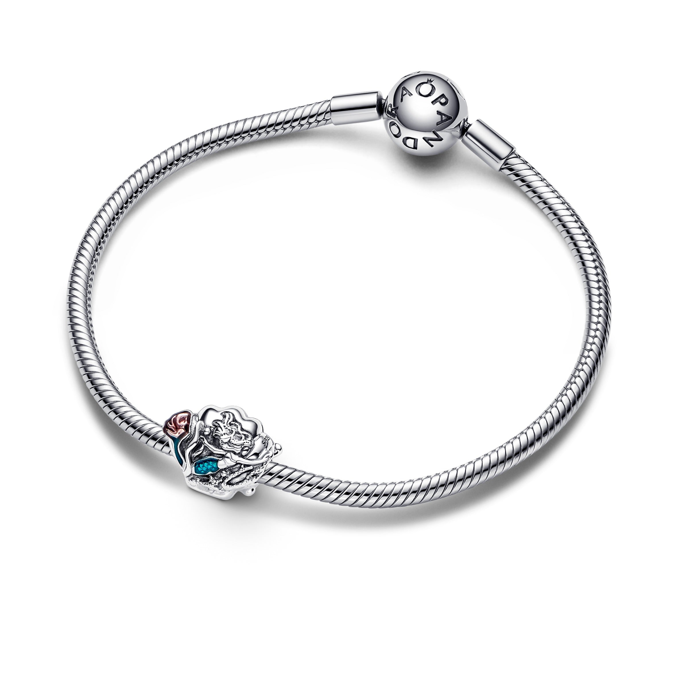 PANDORA Disney The Little Mermaid Seashell Charm Enamel Silver Charms Bracelet Charm Jewelry Gift