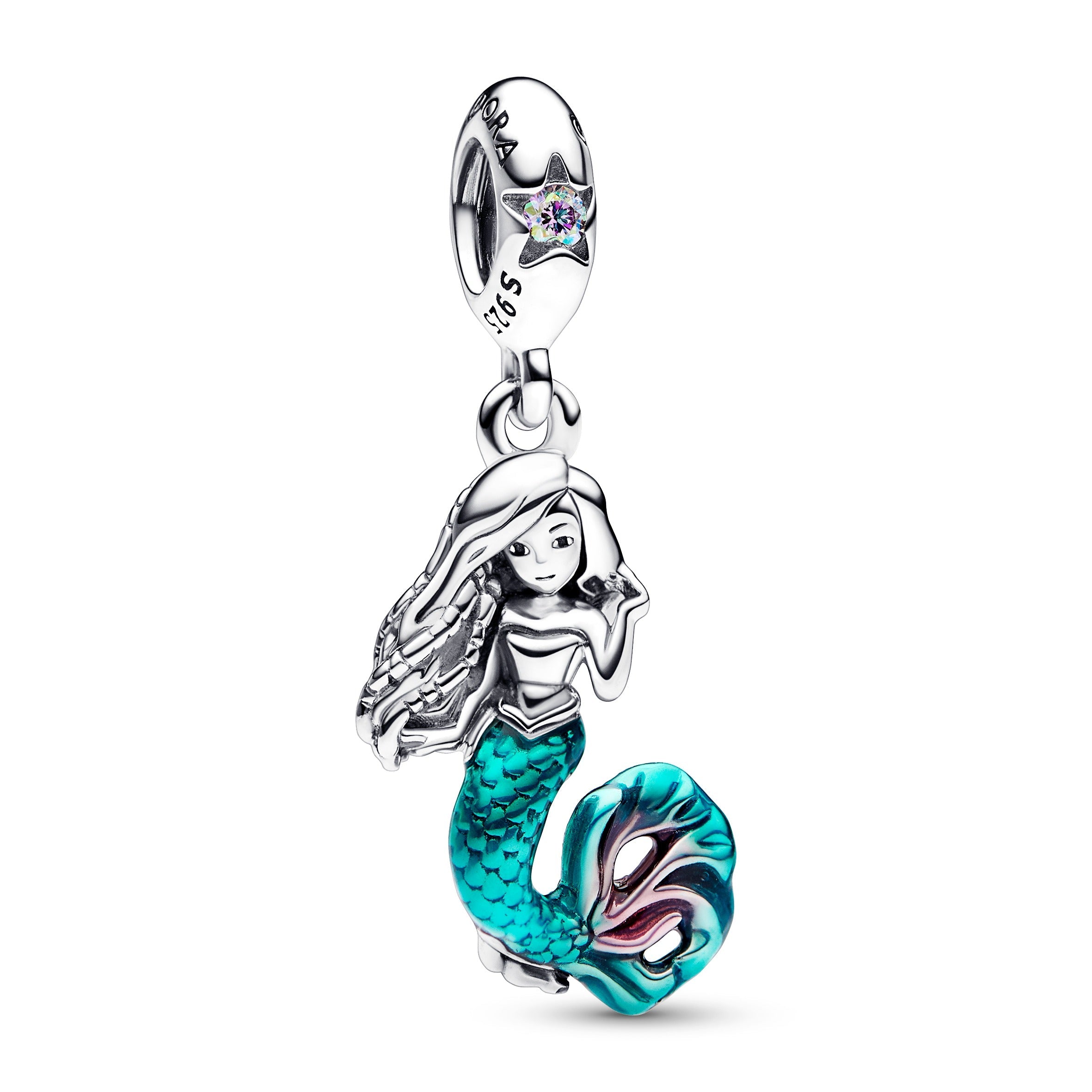 PANDORA Disney The Little Mermaid Ariel Dangle Charm Cubic Zirconia Charms Bracelet Charm Jewelry Gift