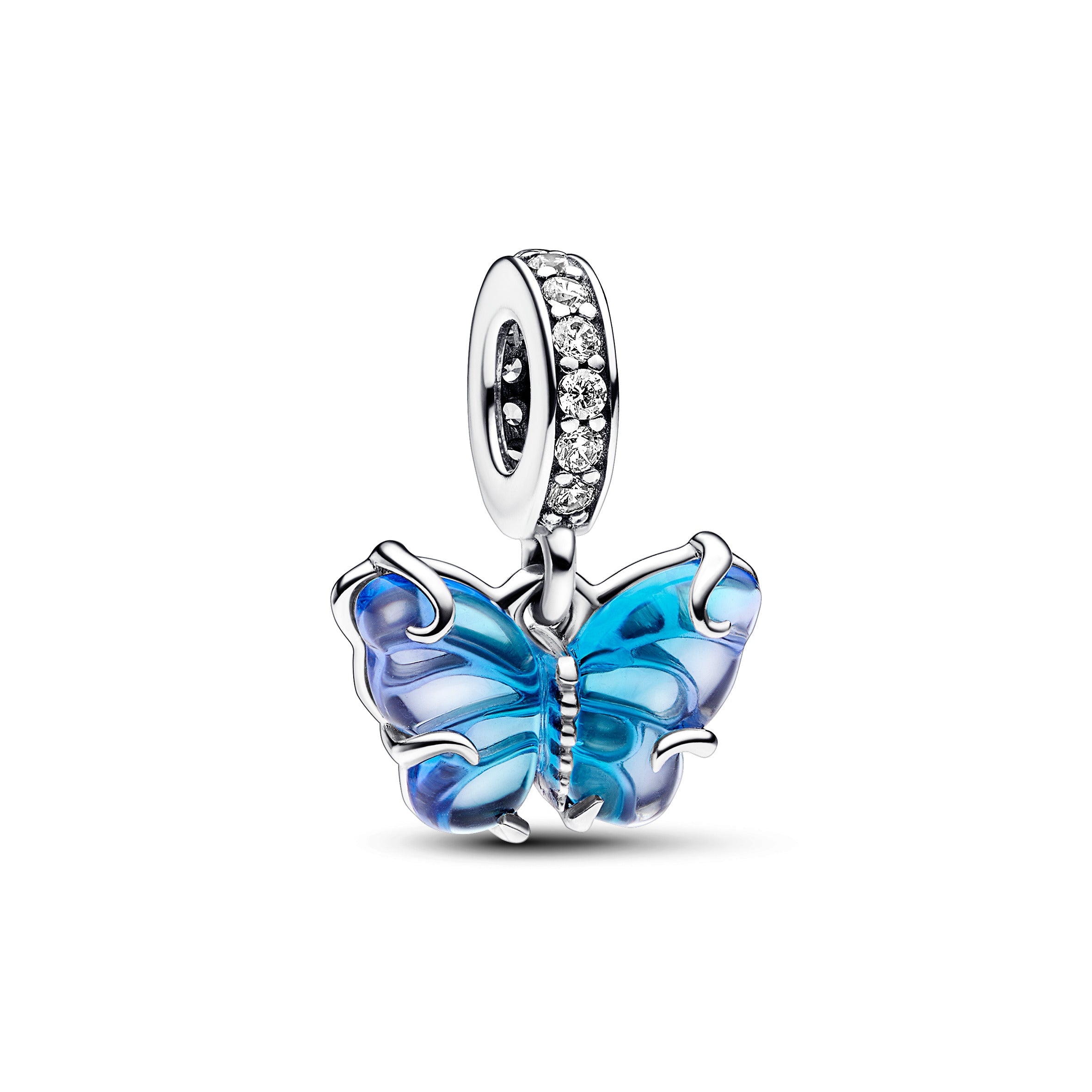 PANDORA Blue Murano Glass Butterfly Dangle Charm Charms Bracelet Charm Jewelry Gift