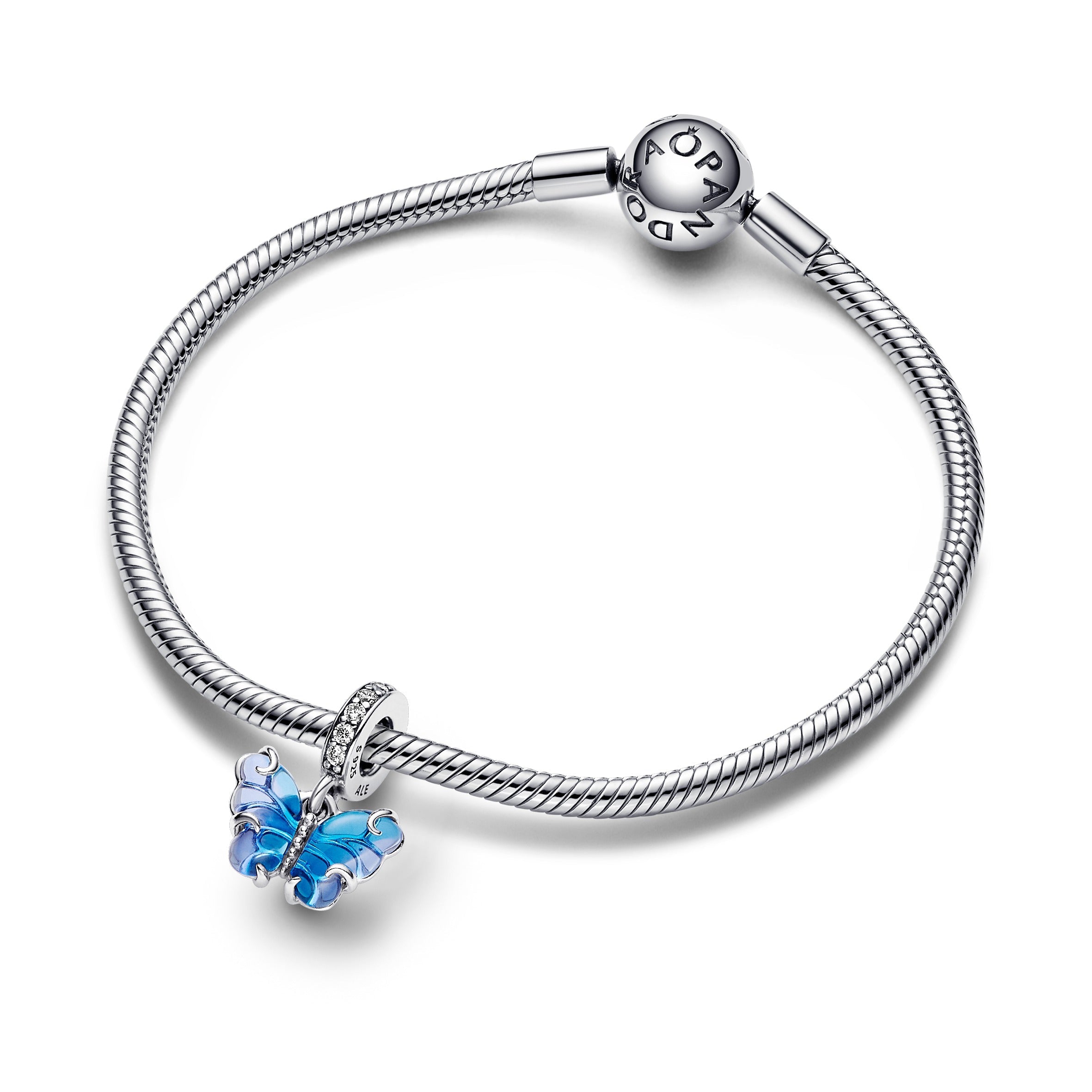 PANDORA Blue Murano Glass Butterfly Dangle Charm Charms Bracelet Charm Jewelry Gift