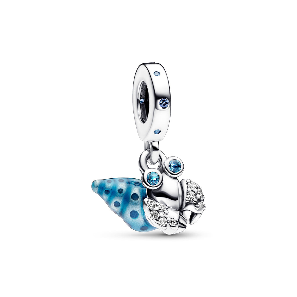 PANDORA Glow-in-the-dark Hermit Crab Dangle Charm Sterling Silver Blue Charms Bracelet Charm Jewelry Gift