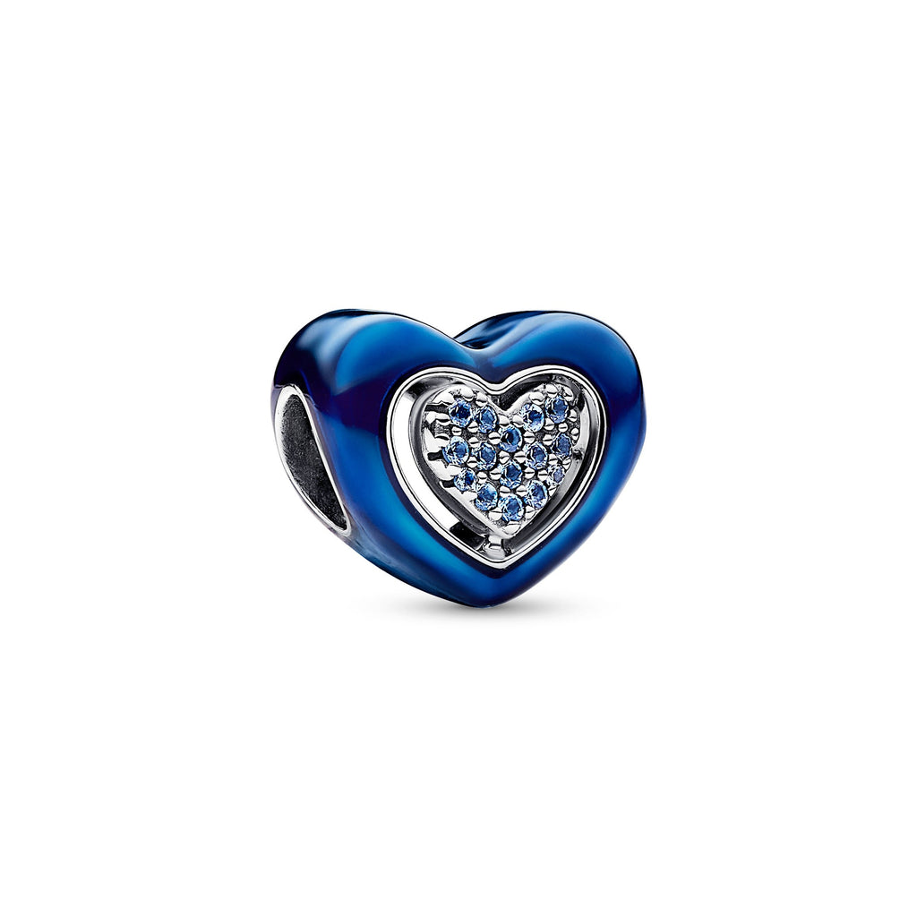 PANDORA Blue Spinnable Heart Charm Cubic Zirconia Love Charms Bracelet Charm Jewelry Gift