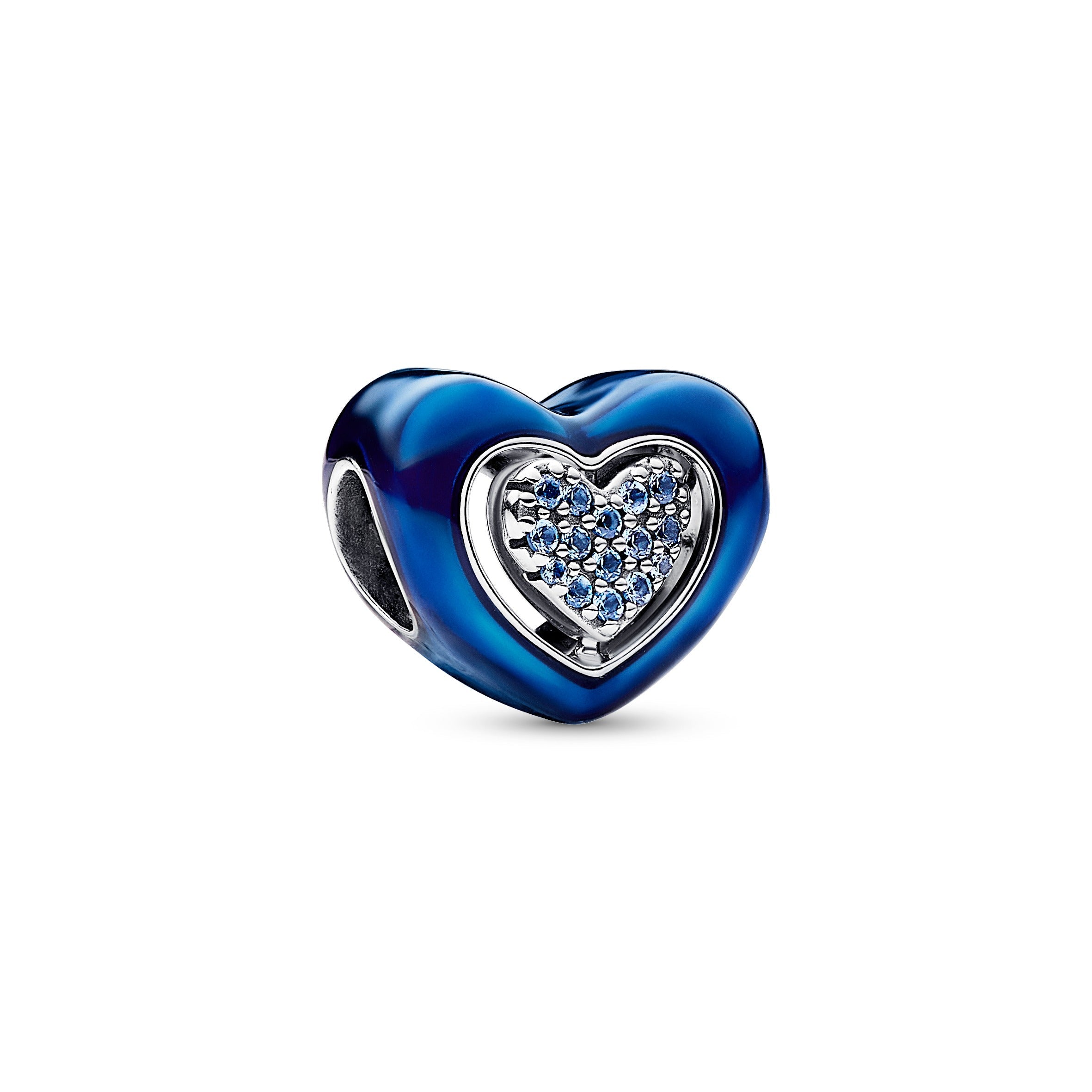 PANDORA Blue Spinnable Heart Charm Cubic Zirconia Love Charms Bracelet Charm Jewelry Gift
