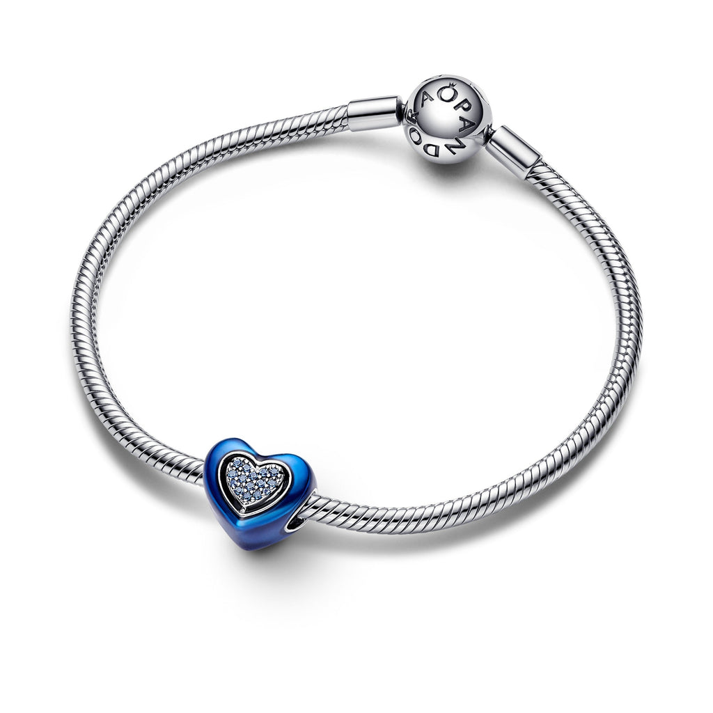 PANDORA Blue Spinnable Heart Charm Cubic Zirconia Love Charms Bracelet Charm Jewelry Gift