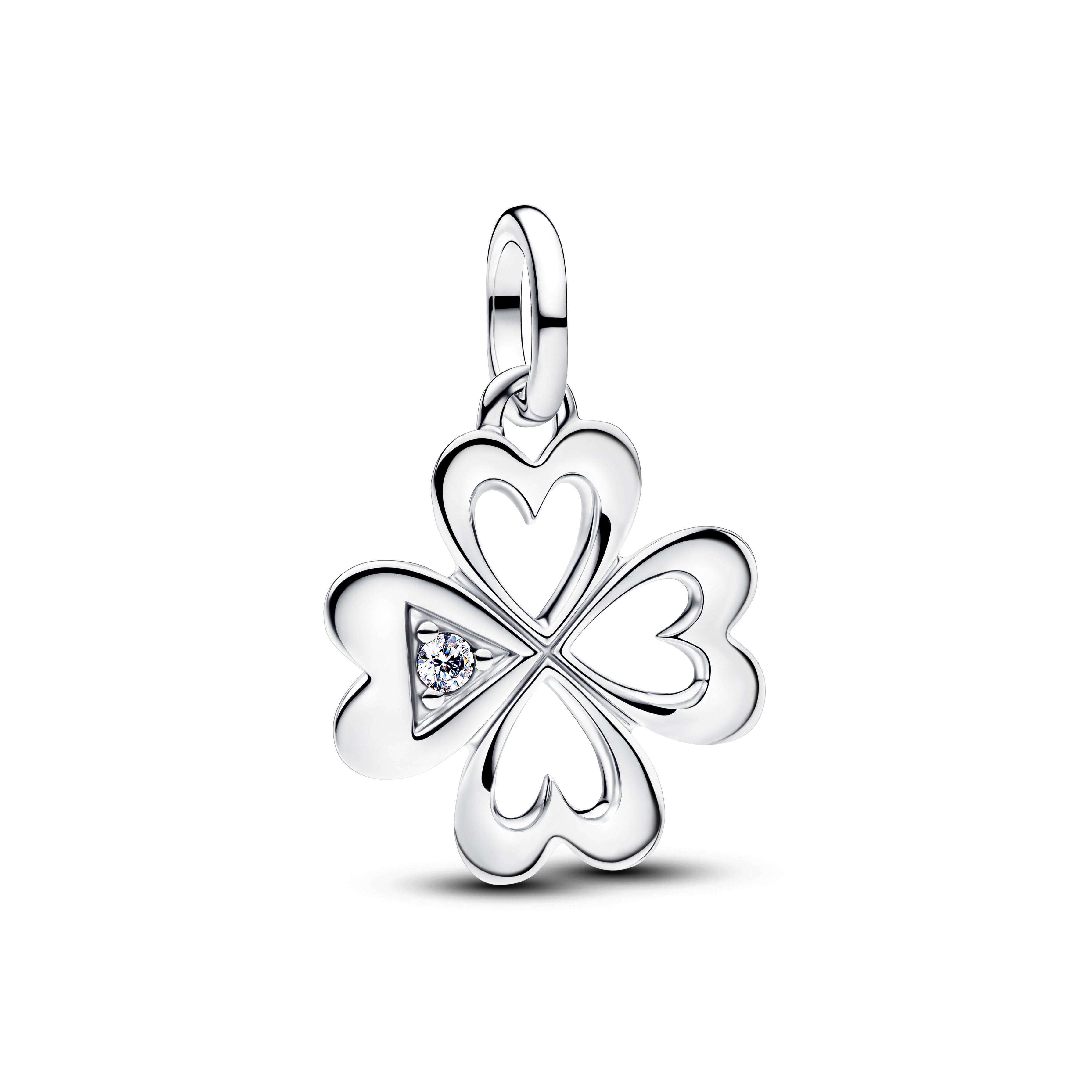 PANDORA Heart Four-Leaf Clover Medallion Charm Cubic Zirconia Four Leaf Clover Charms Bracelet Charm Jewelry Gift