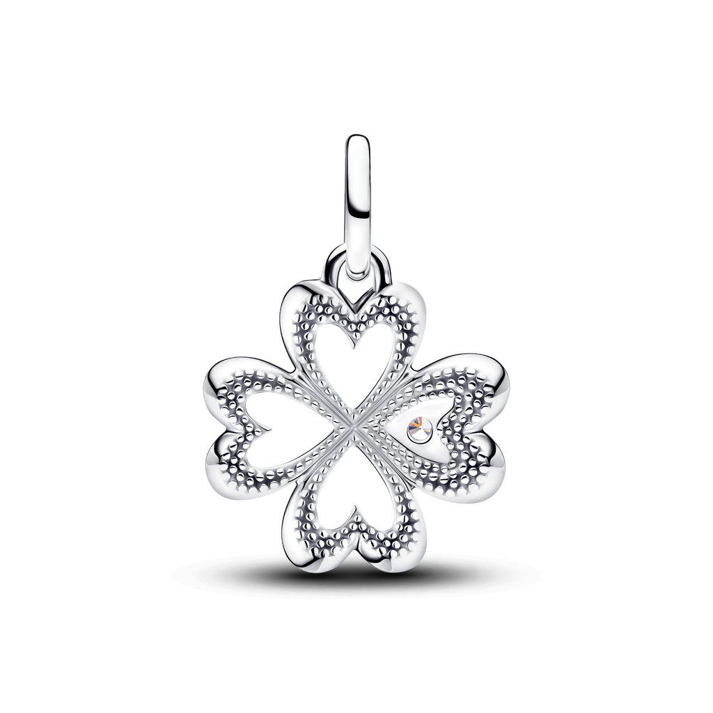 PANDORA Heart Four-Leaf Clover Medallion Charm Cubic Zirconia Four Leaf Clover Charms Bracelet Charm Jewelry Gift