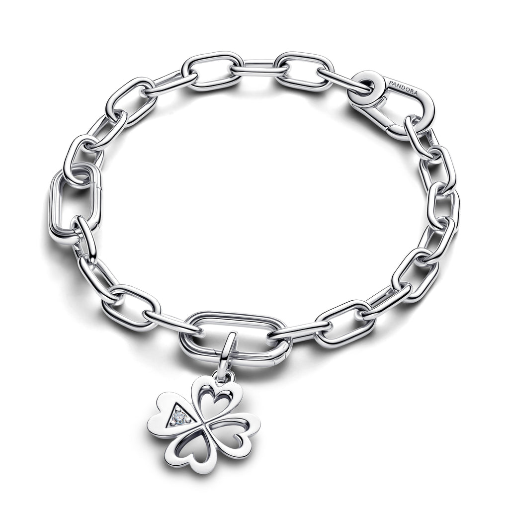 PANDORA Heart Four-Leaf Clover Medallion Charm Cubic Zirconia Four Leaf Clover Charms Bracelet Charm Jewelry Gift