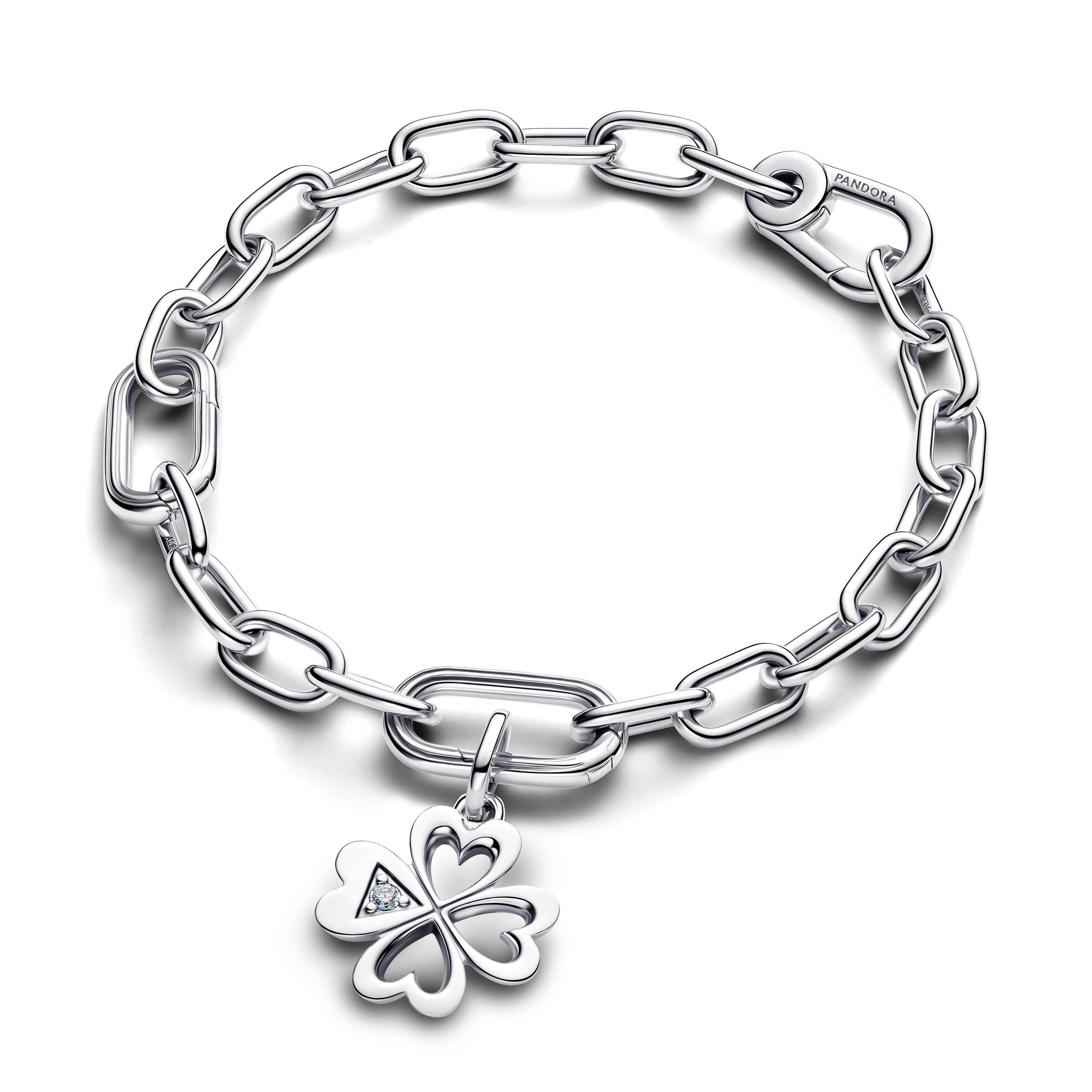 PANDORA Heart Four-Leaf Clover Medallion Charm Cubic Zirconia Four Leaf Clover Charms Bracelet Charm Jewelry Gift
