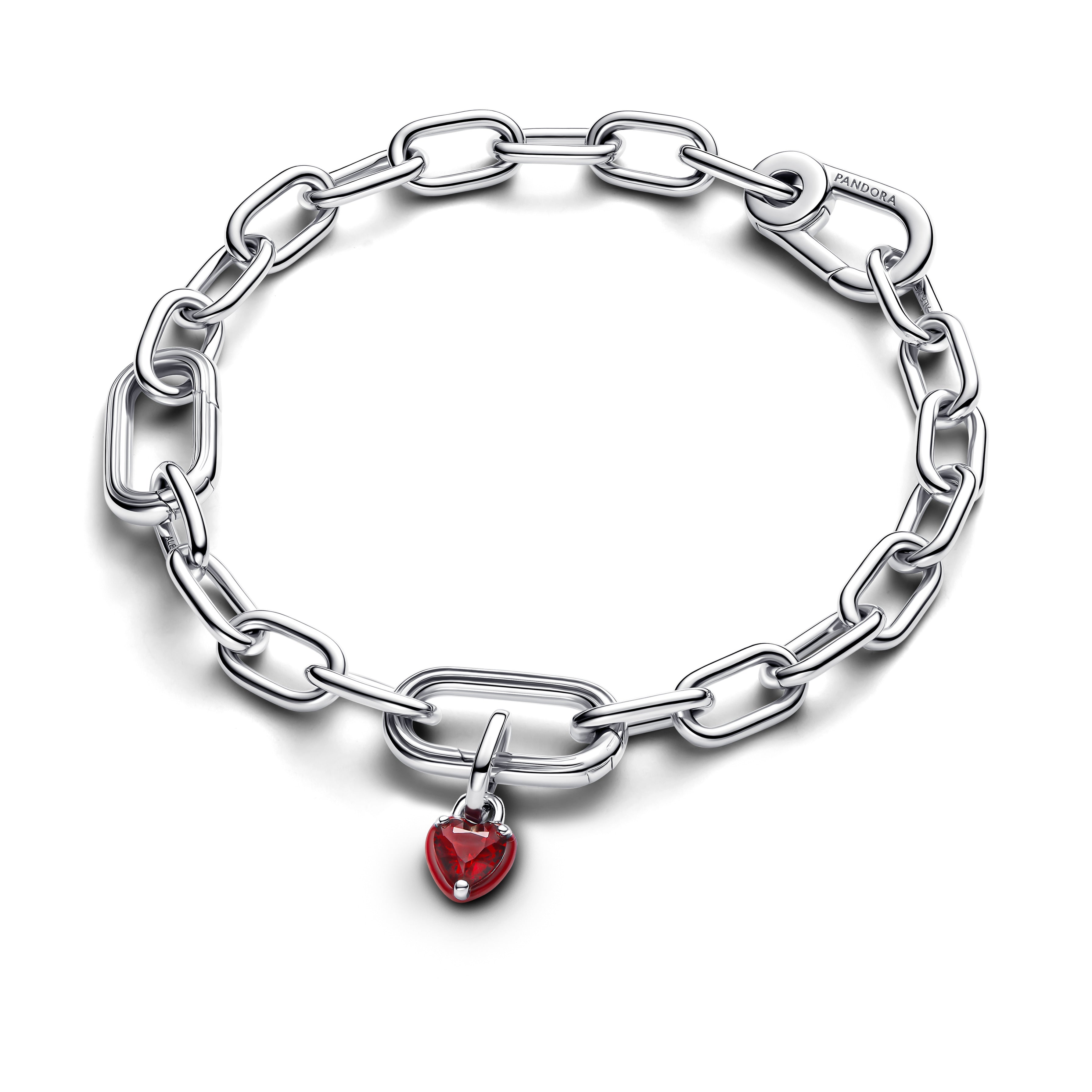 PANDORA Red Chakra Heart Mini Dangle Charm Man Made Crystal Charms Bracelet Charm Jewelry Gift