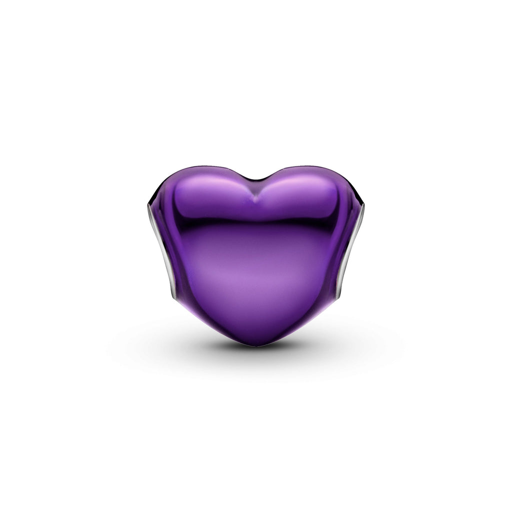 PANDORA Metallic Purple Heart Charm Enamel Charms Bracelet Charm Jewelry Gift